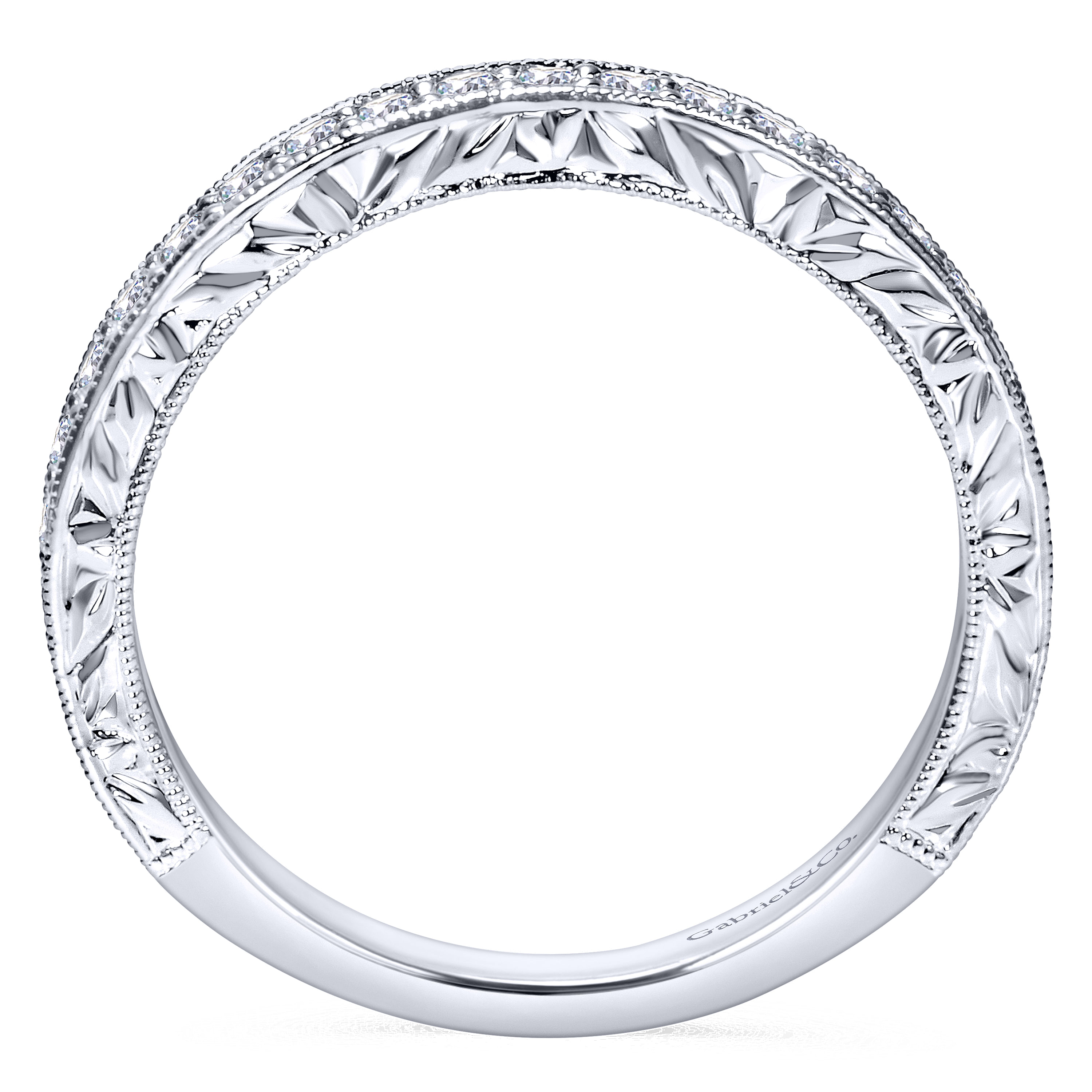 14k White Gold Diamond Straight Wedding Band angle 2 14k White Gold Diamond Straight Wedding Band angle 2