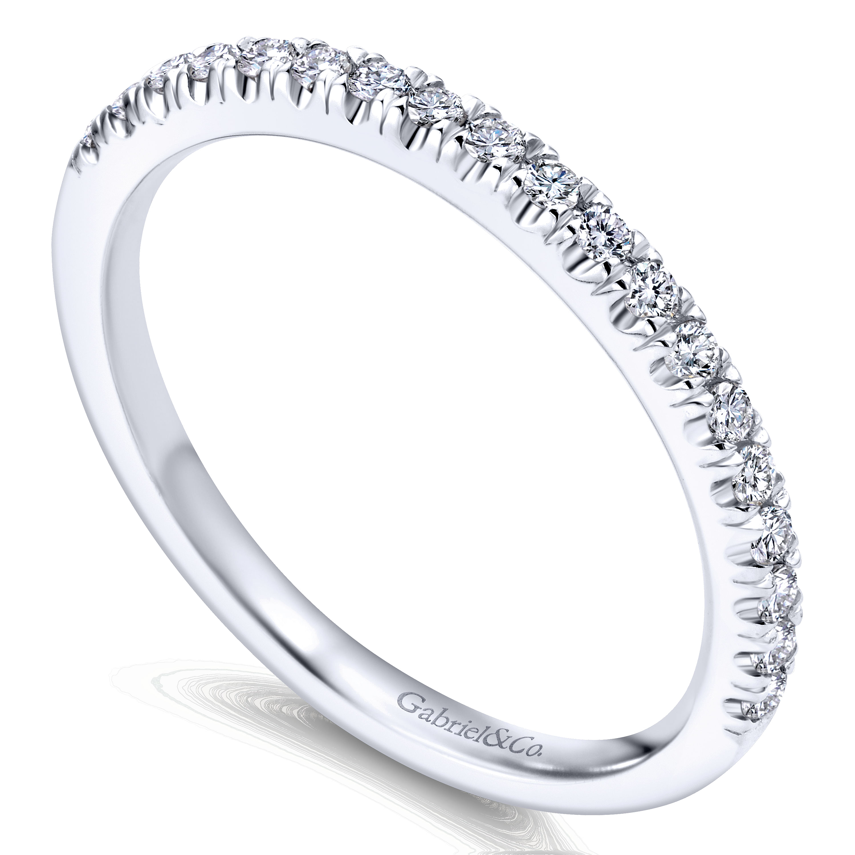 14k White Gold Diamond Straight Wedding Band angle 3 14k White Gold Diamond Straight Wedding Band angle 3