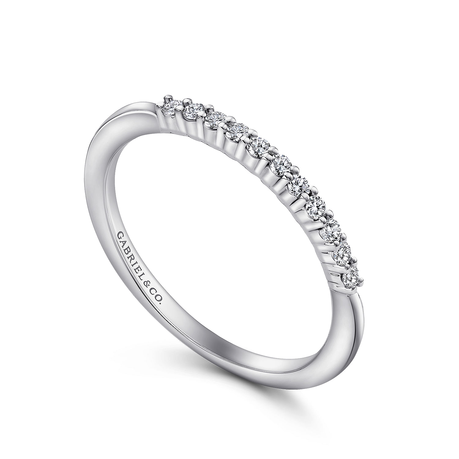 14k White Gold Diamond Straight Wedding Band angle 3 14k White Gold Diamond Straight Wedding Band angle 3