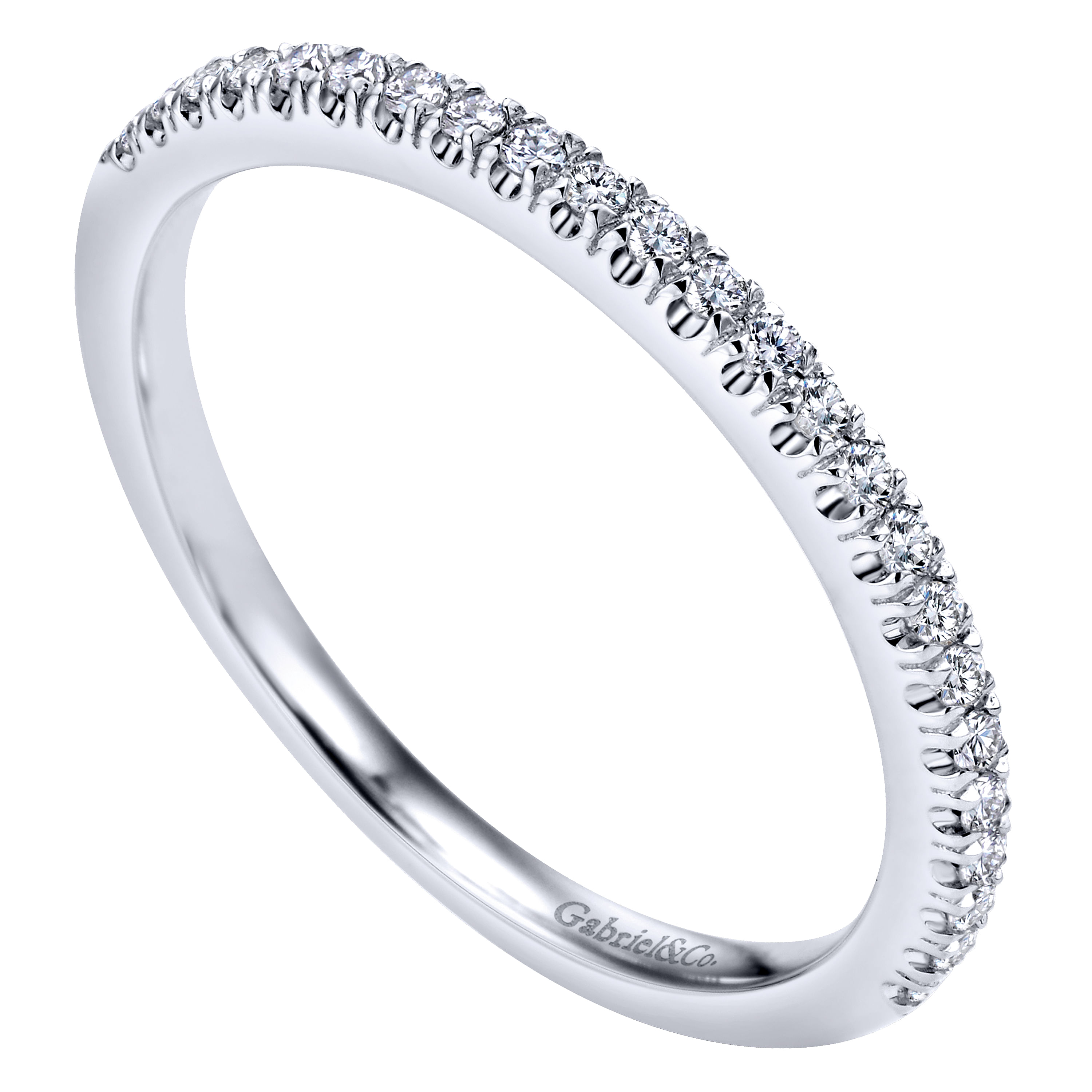14k White Gold Diamond Straight Wedding Band angle 3 14k White Gold Diamond Straight Wedding Band angle 3