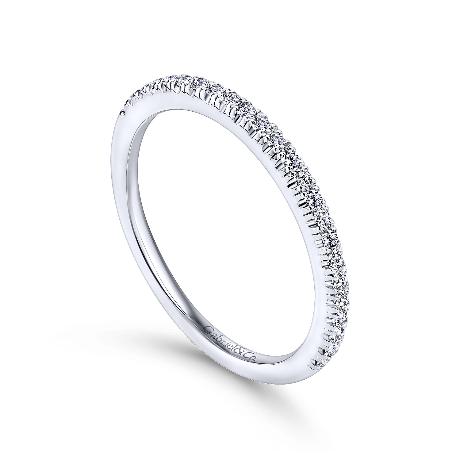 14k White Gold Diamond Straight Wedding Band angle 3 14k White Gold Diamond Straight Wedding Band angle 3