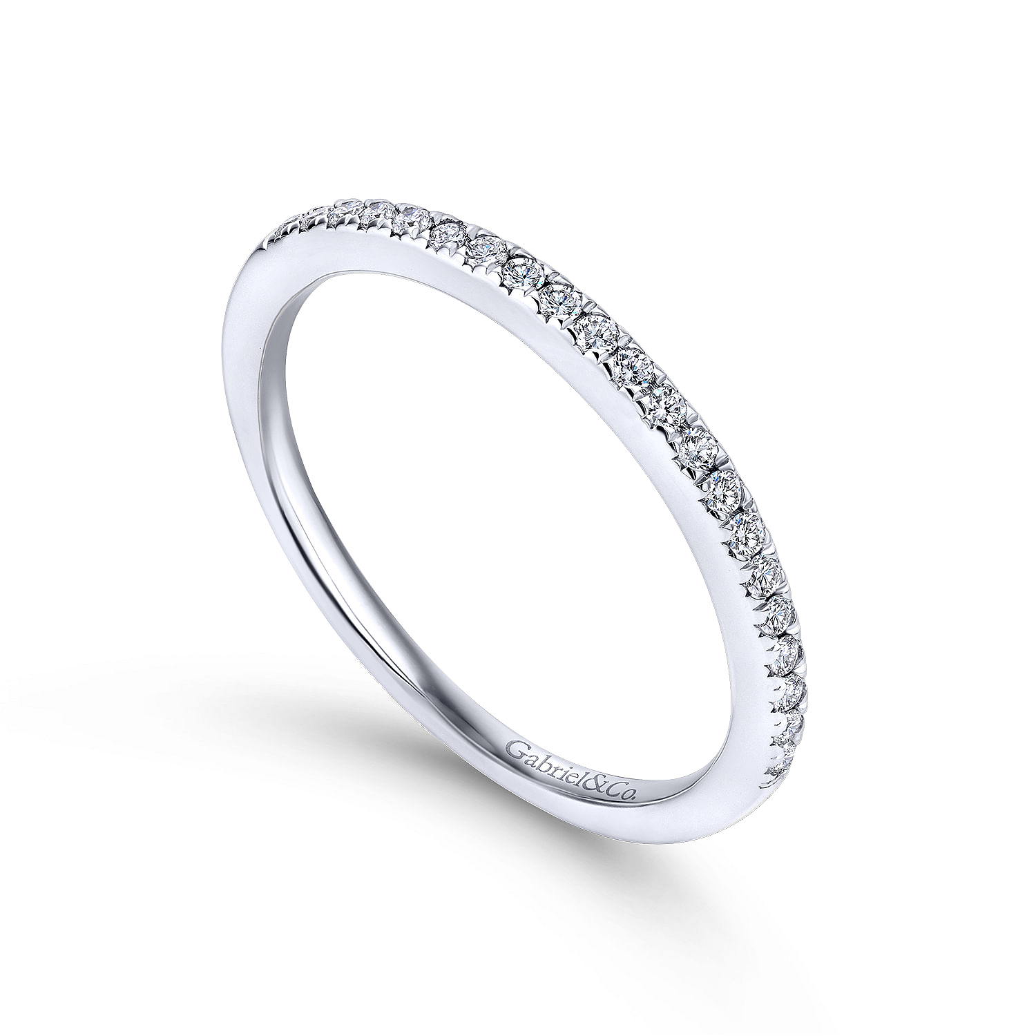 14k White Gold Diamond Straight Wedding Band angle 3 14k White Gold Diamond Straight Wedding Band angle 3