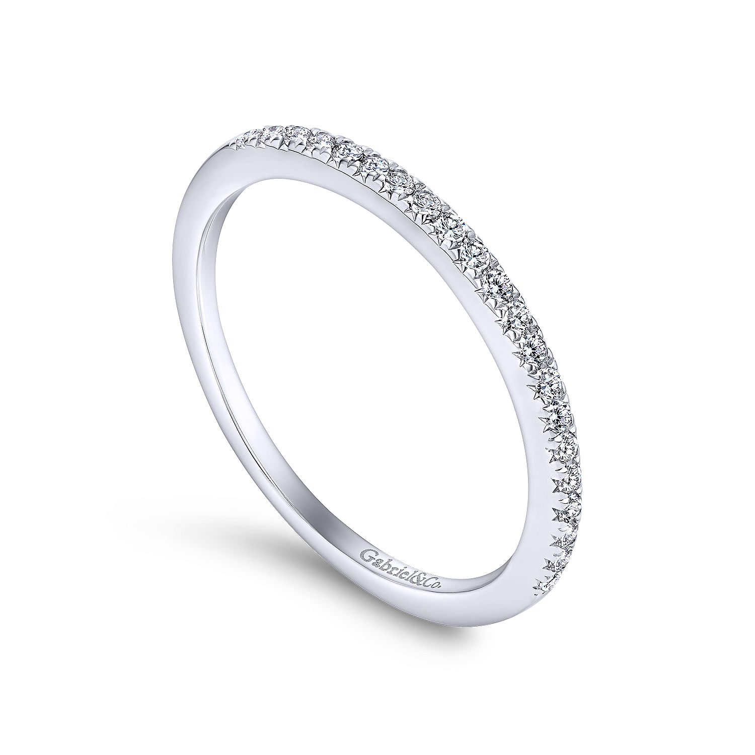 14k White Gold Diamond Straight Wedding Band angle 3 14k White Gold Diamond Straight Wedding Band angle 3