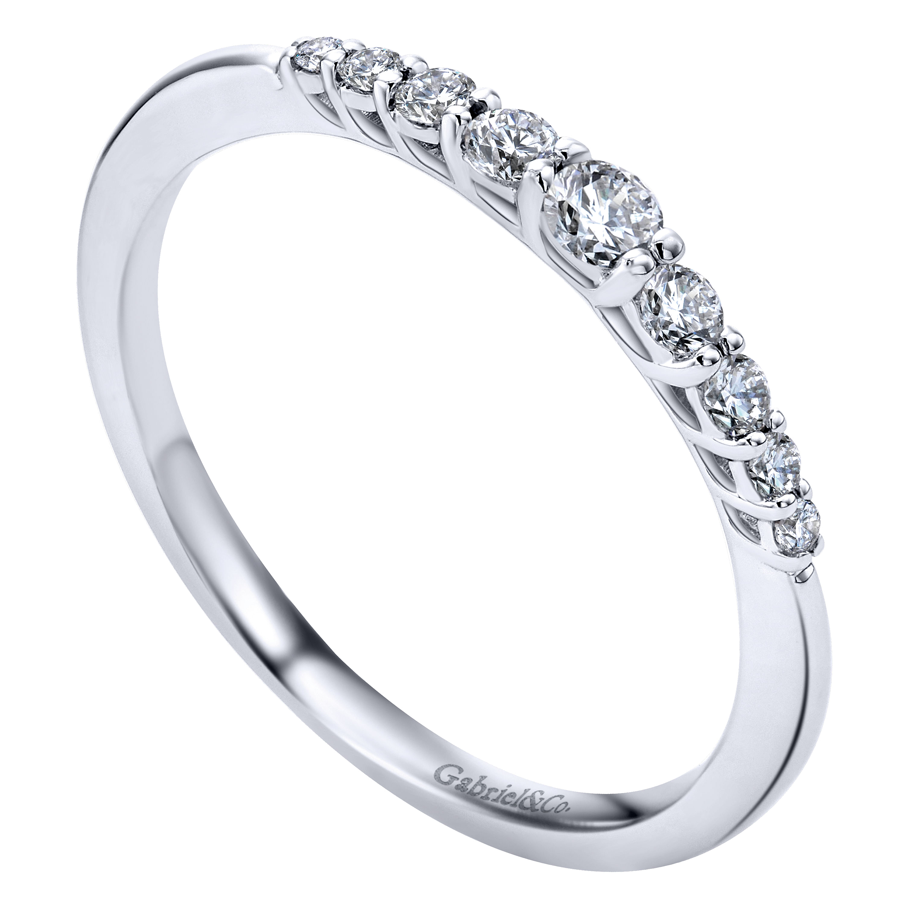 14k White Gold Diamond Straight Wedding Band angle 3 14k White Gold Diamond Straight Wedding Band angle 3