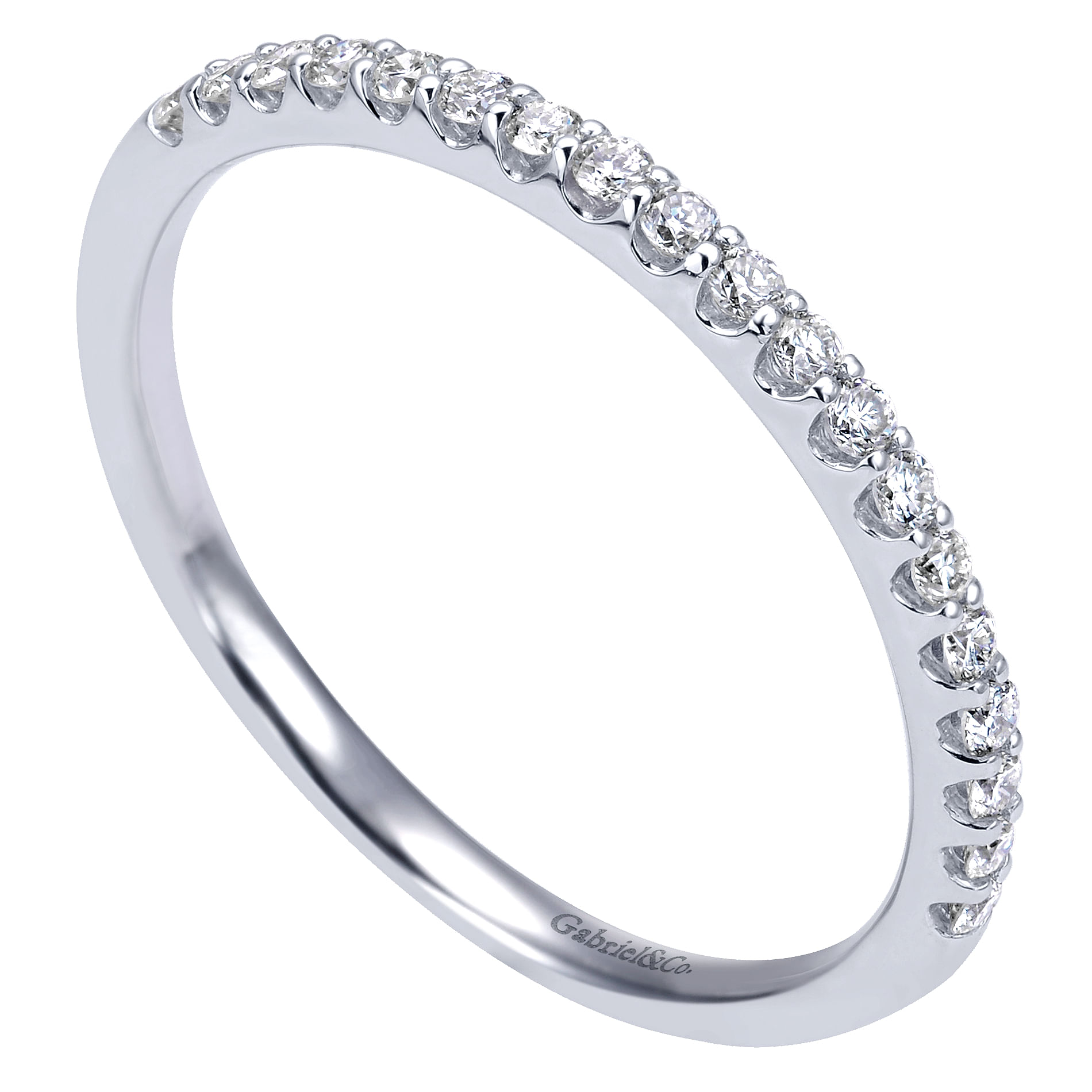 14k White Gold Diamond Straight Wedding Band angle 3 14k White Gold Diamond Straight Wedding Band angle 3