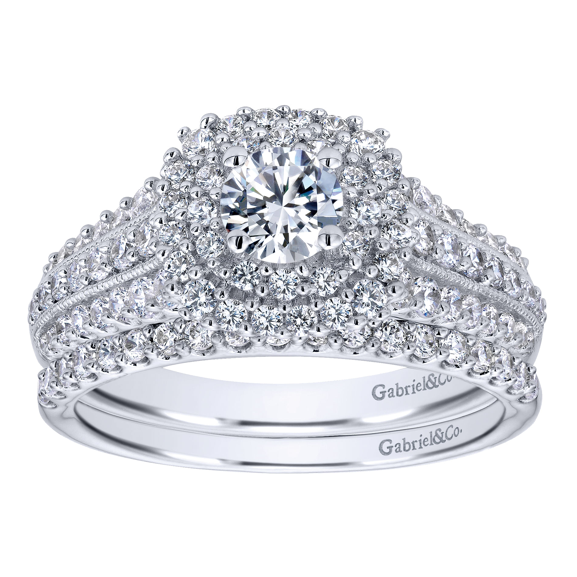14k White Gold Diamond Straight Wedding Band angle 4 14k White Gold Diamond Straight Wedding Band angle 4