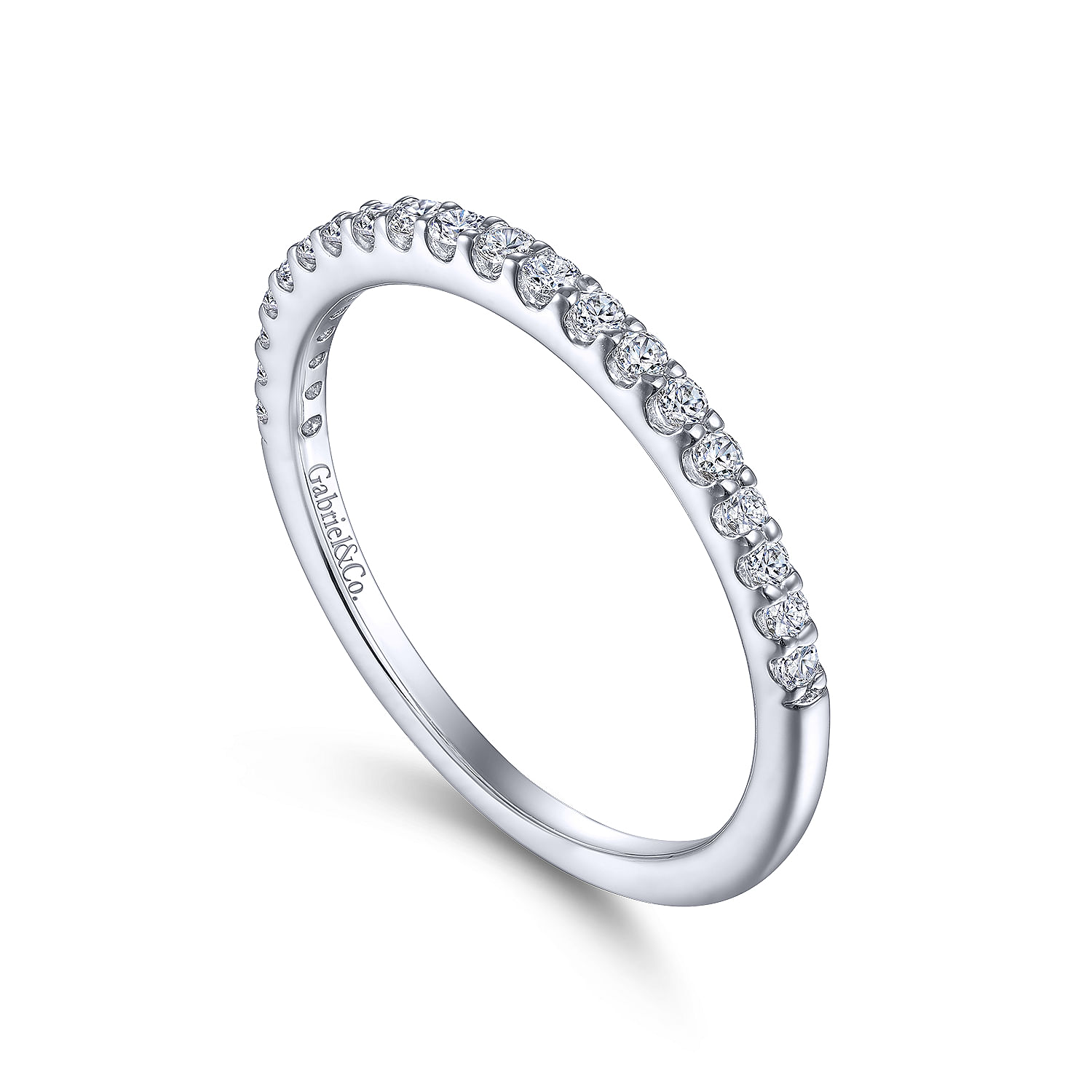 14k White Gold Diamond Straight Wedding Band angle 3 14k White Gold Diamond Straight Wedding Band angle 3