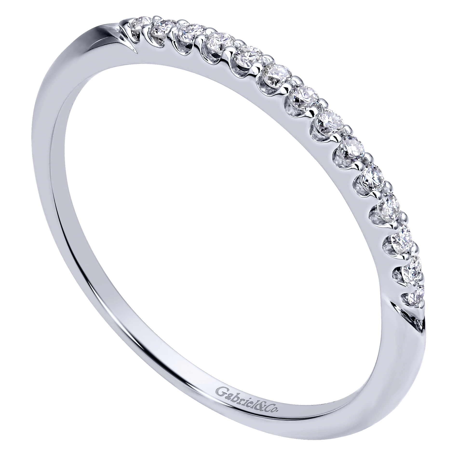 14k White Gold Diamond Straight Wedding Band angle 3 14k White Gold Diamond Straight Wedding Band angle 3