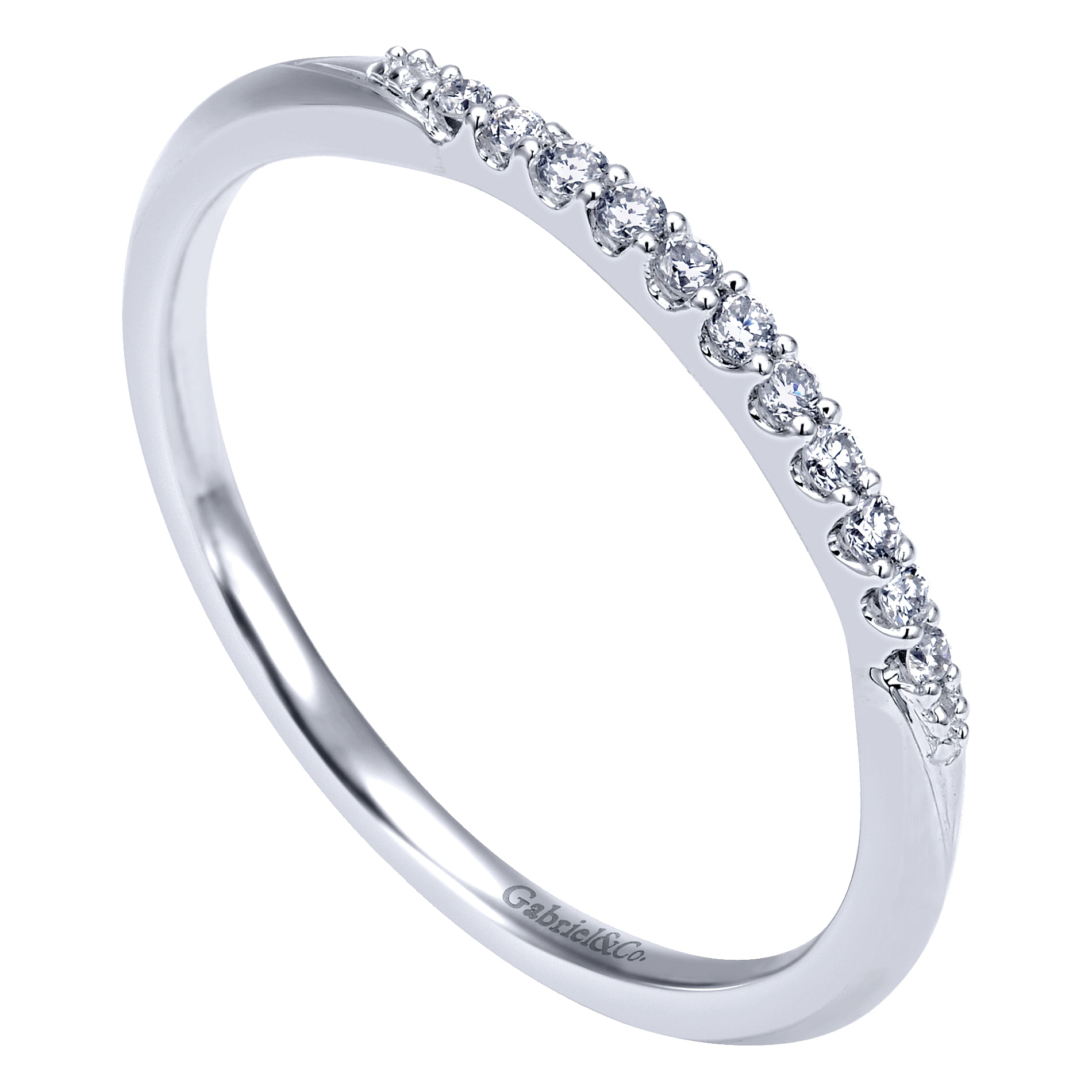 14k White Gold Diamond Straight Wedding Band angle 3 14k White Gold Diamond Straight Wedding Band angle 3