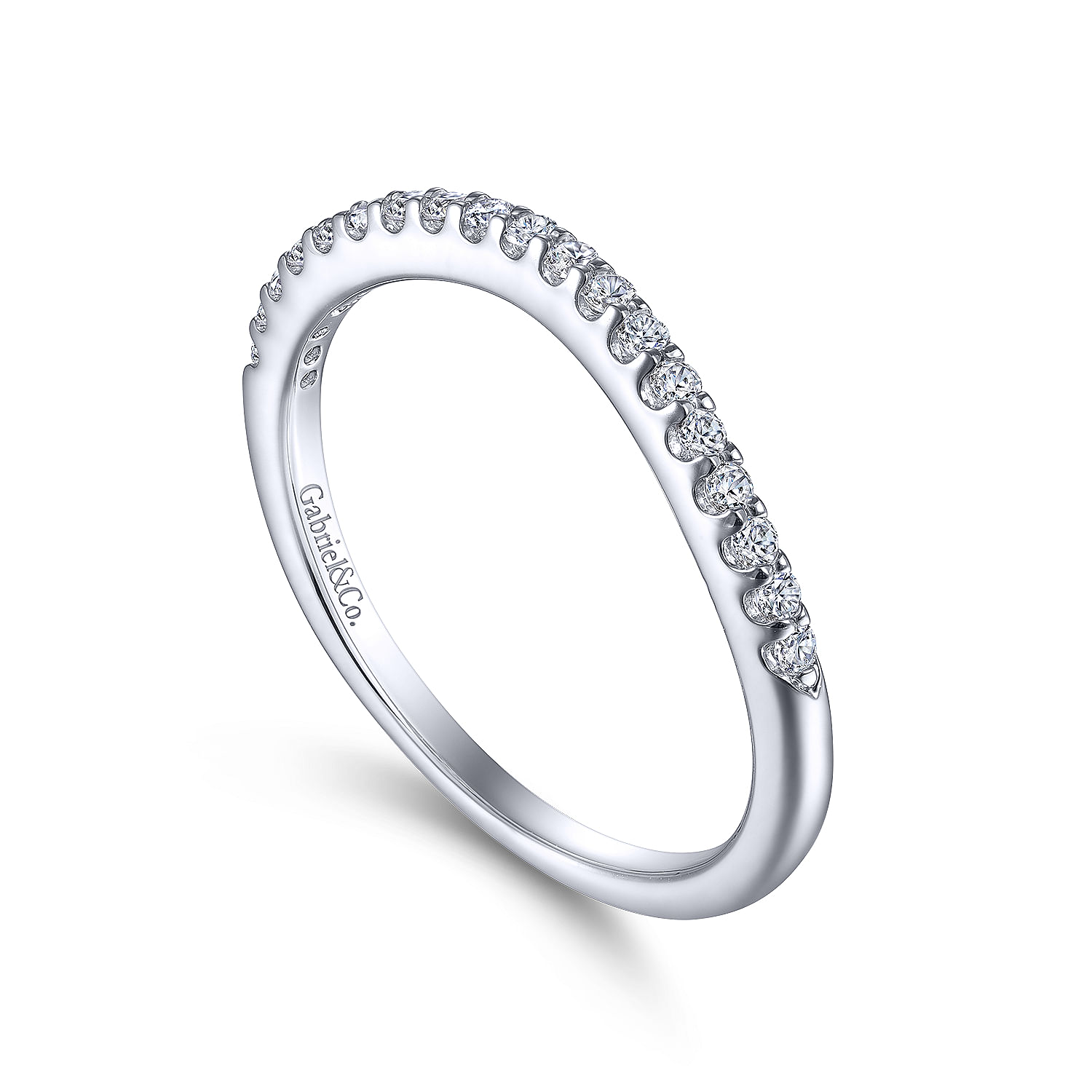 14k White Gold Diamond Straight Wedding Band angle 3 14k White Gold Diamond Straight Wedding Band angle 3