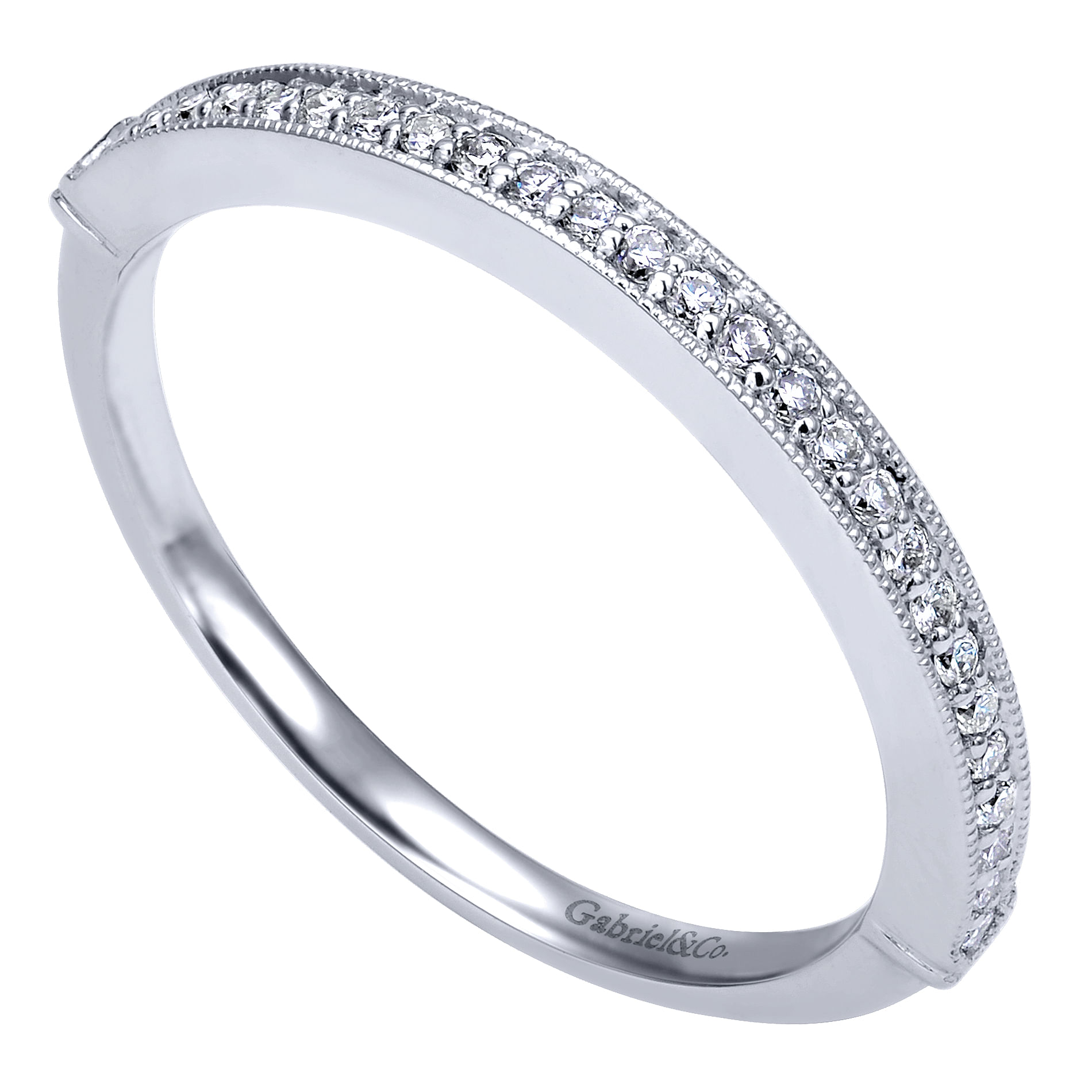 14k White Gold Diamond Straight Wedding Band angle 3 14k White Gold Diamond Straight Wedding Band angle 3