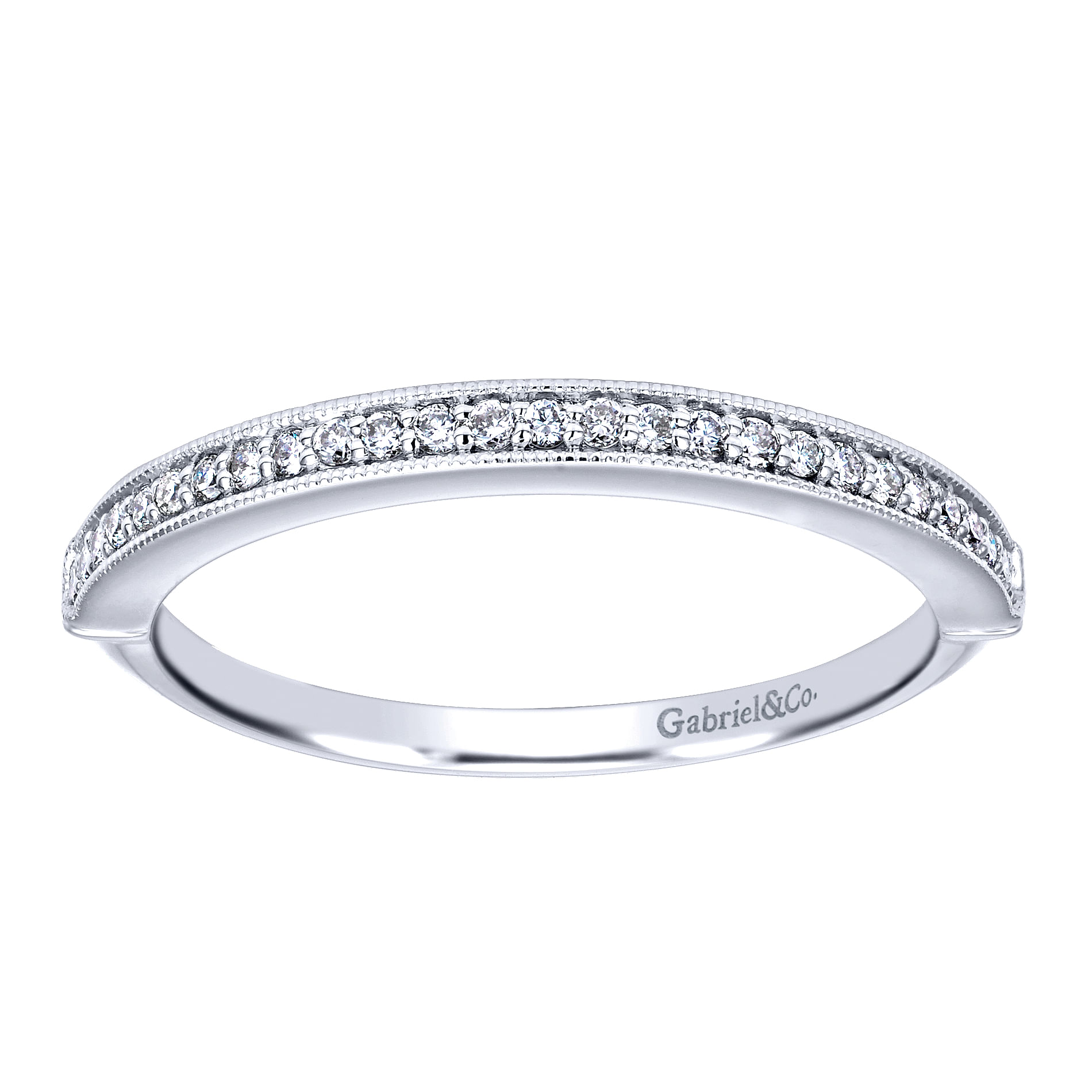 14k White Gold Diamond Straight Wedding Band angle 5 14k White Gold Diamond Straight Wedding Band angle 5