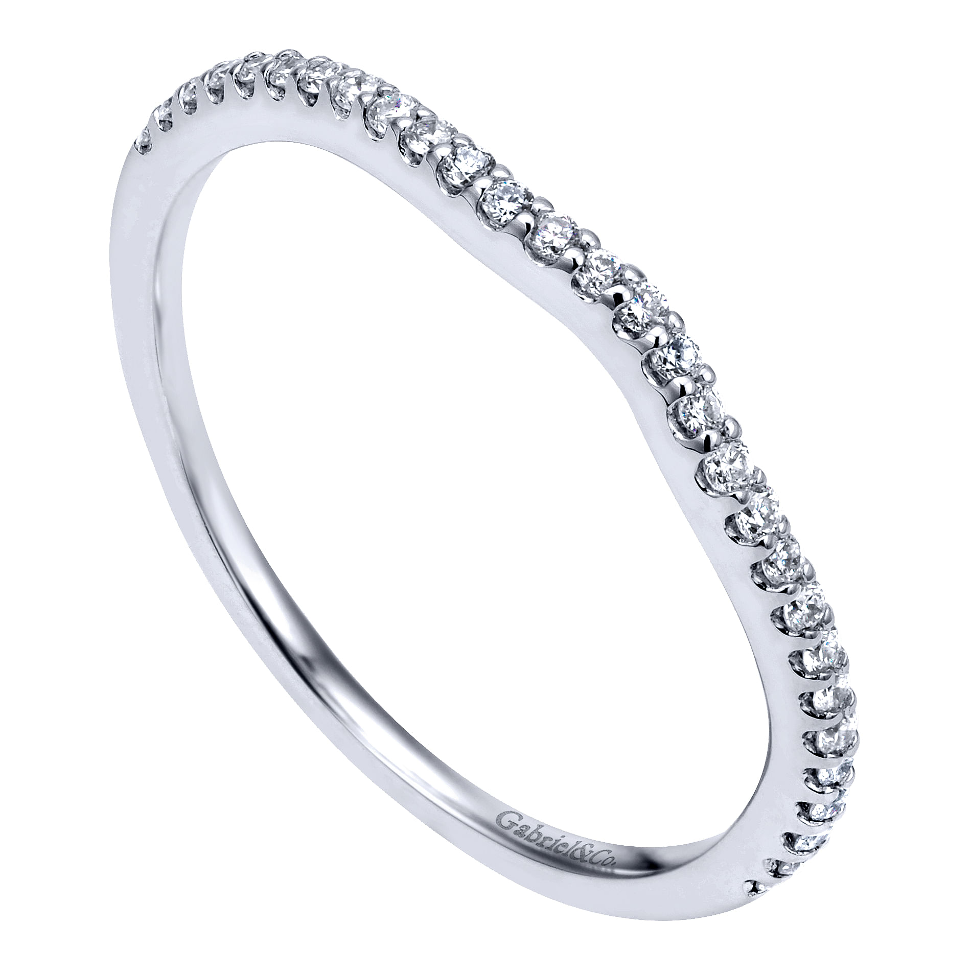 14k White Gold Diamond Straight Wedding Band angle 3 14k White Gold Diamond Straight Wedding Band angle 3