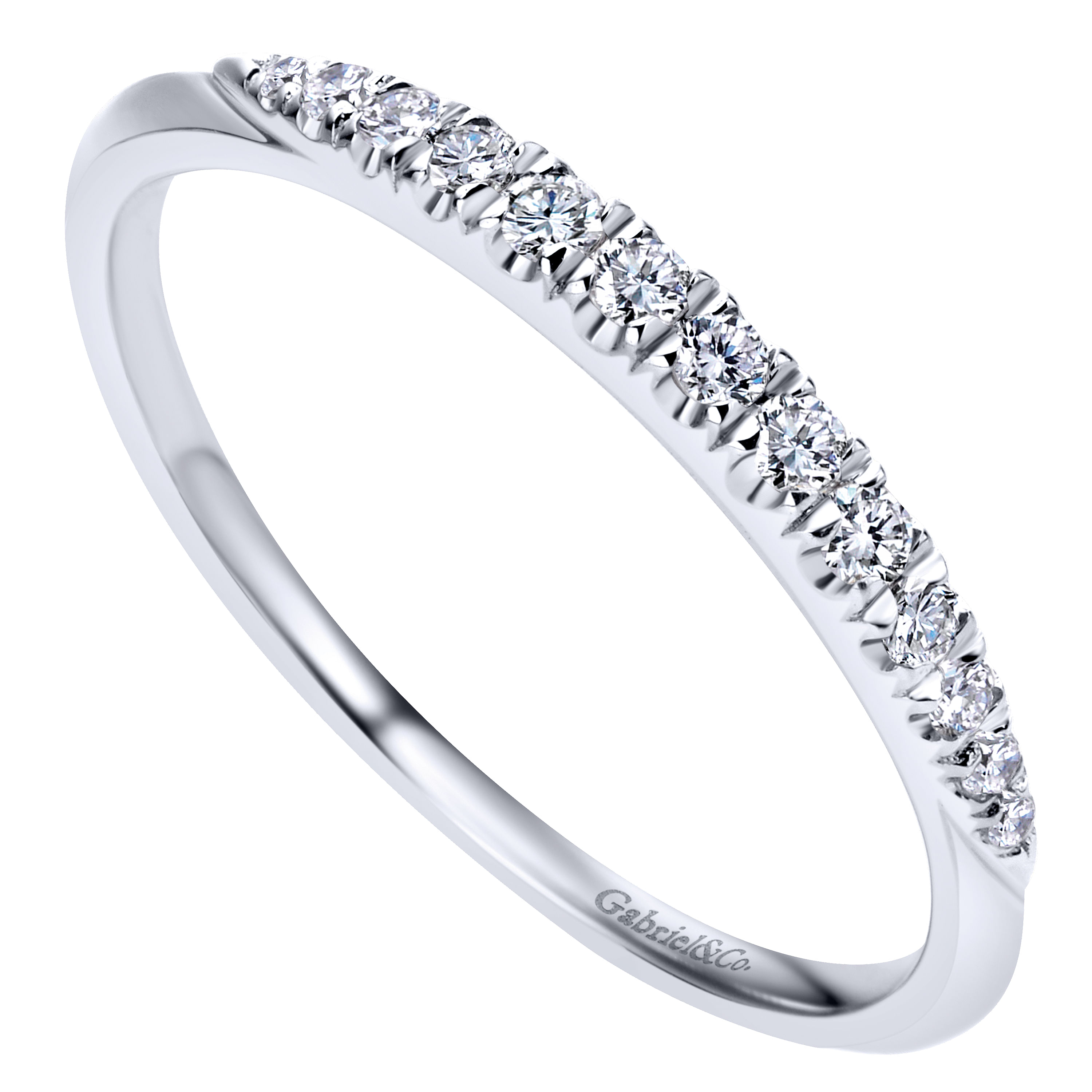 14k White Gold Diamond Straight Wedding Band angle 3 14k White Gold Diamond Straight Wedding Band angle 3