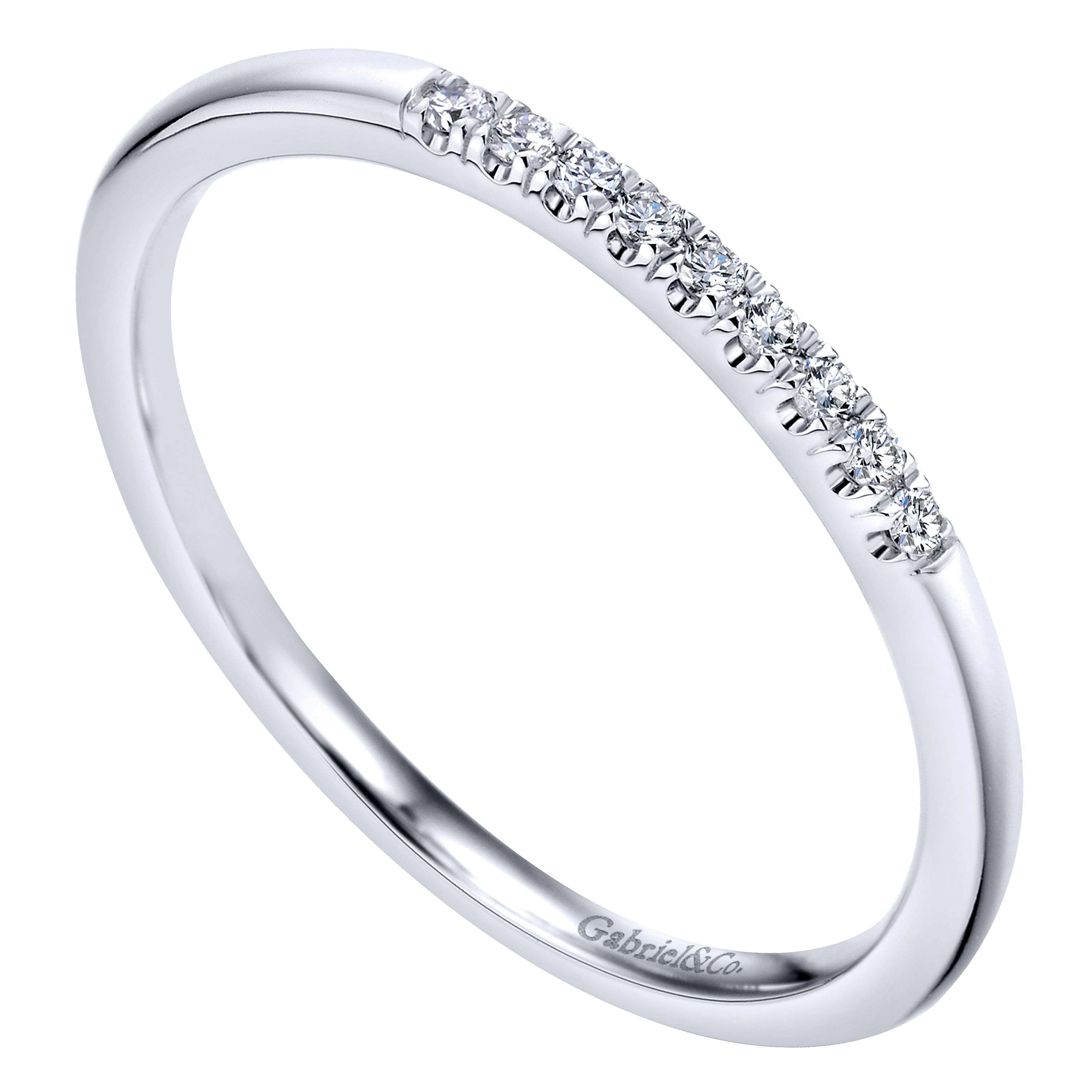 14k White Gold Diamond Straight Wedding Band angle 3 14k White Gold Diamond Straight Wedding Band angle 3