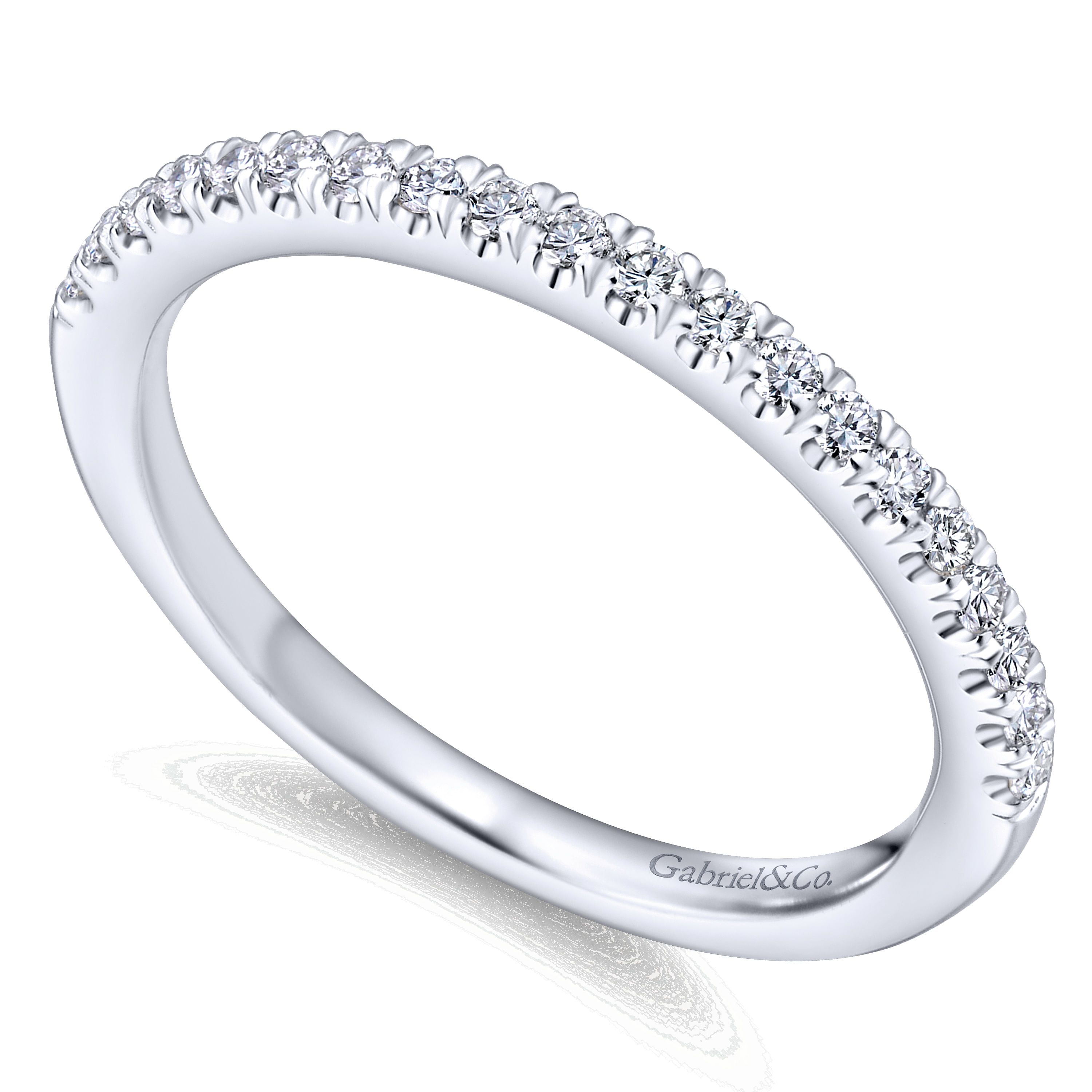 14k White Gold Diamond Straight Wedding Band angle 3 14k White Gold Diamond Straight Wedding Band angle 3