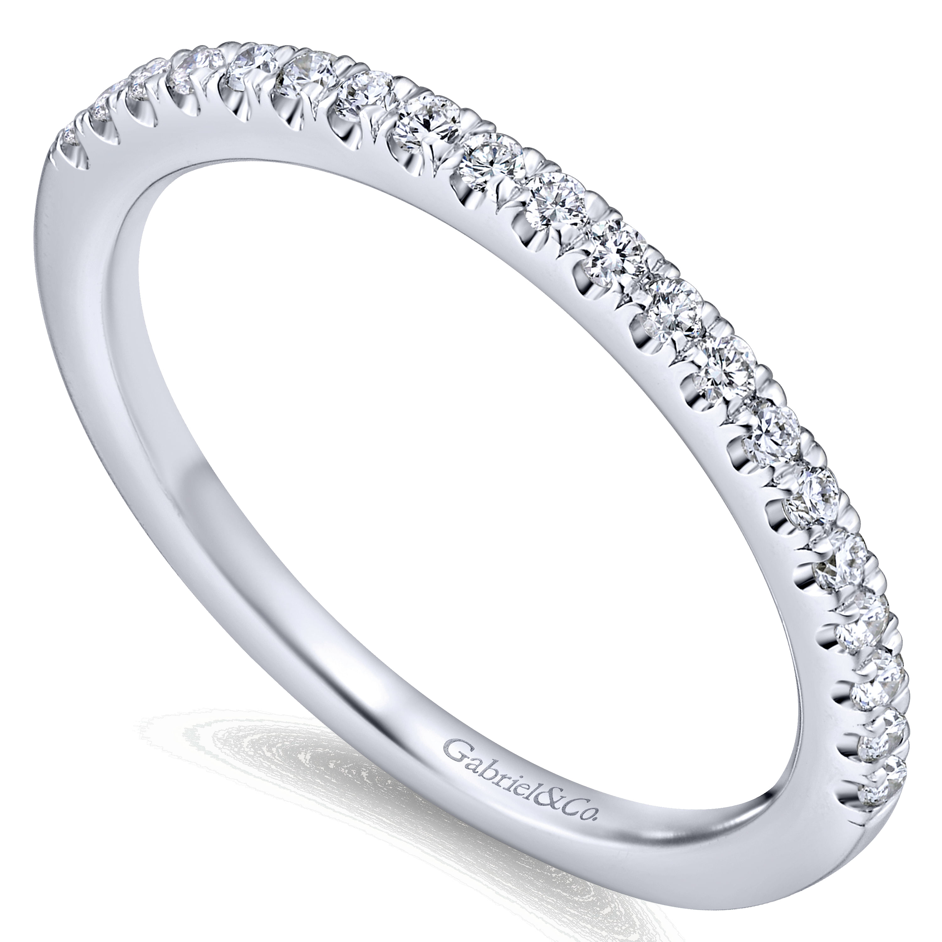 14k White Gold Diamond Straight Wedding Band angle 3 14k White Gold Diamond Straight Wedding Band angle 3