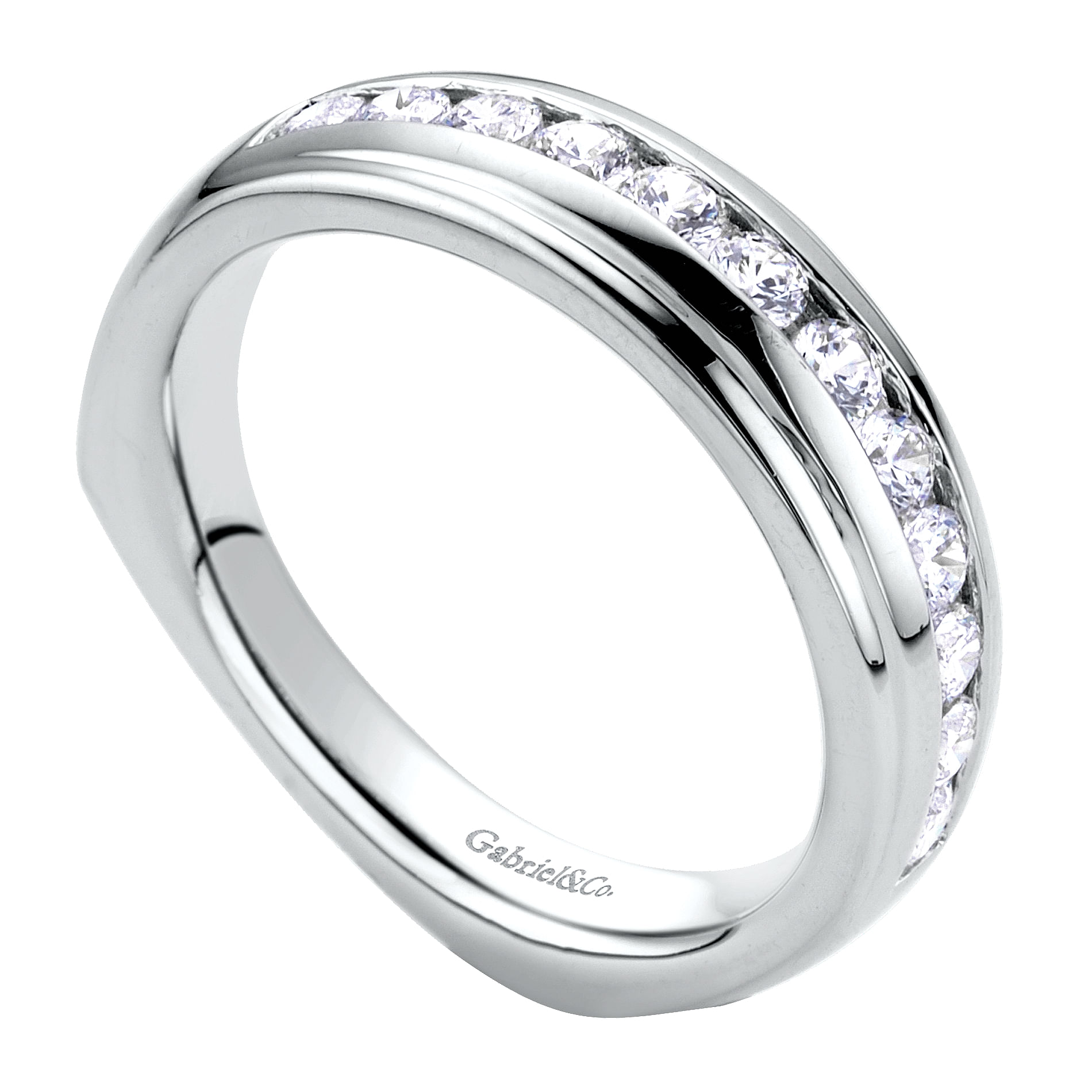 14k White Gold Diamond Straight Wedding Band angle 3 14k White Gold Diamond Straight Wedding Band angle 3
