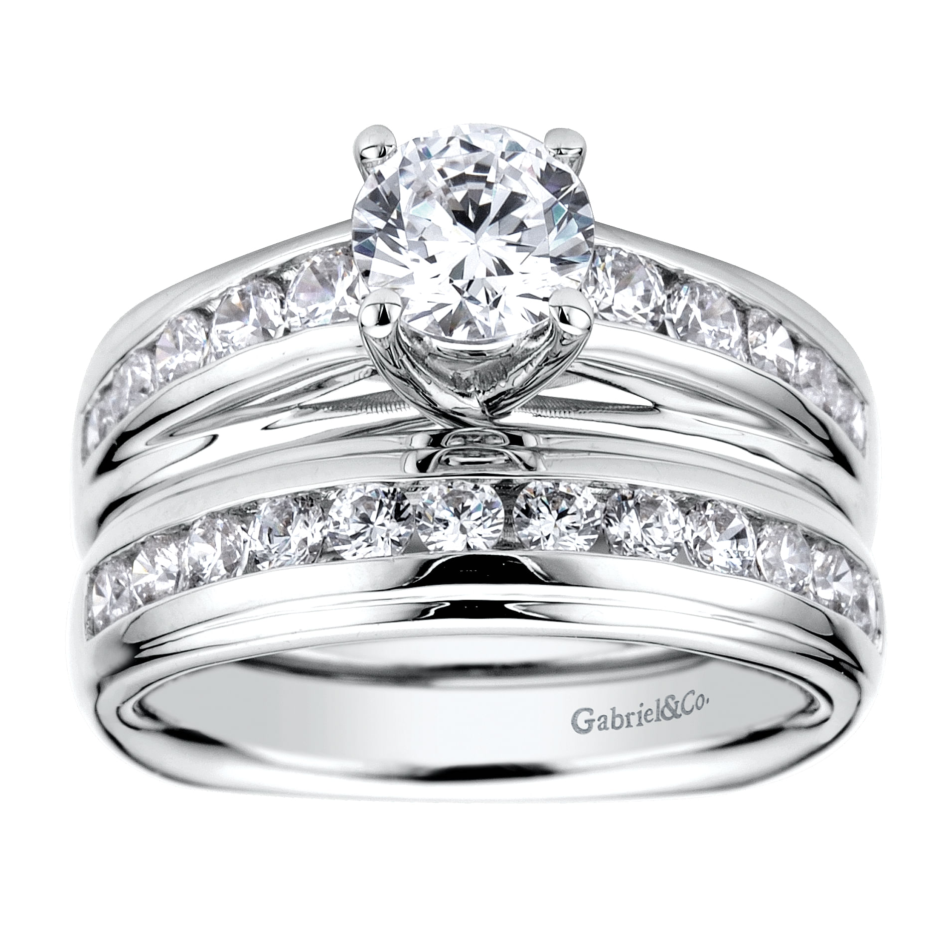 14k White Gold Diamond Straight Wedding Band angle 4 14k White Gold Diamond Straight Wedding Band angle 4