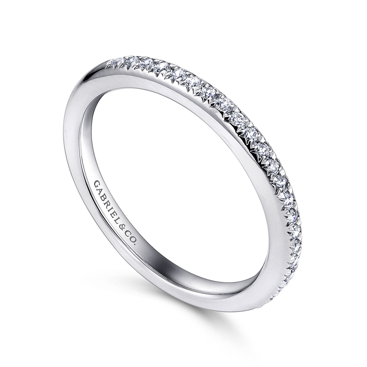 14k White Gold Diamond Straight Wedding Band angle 3 14k White Gold Diamond Straight Wedding Band angle 3