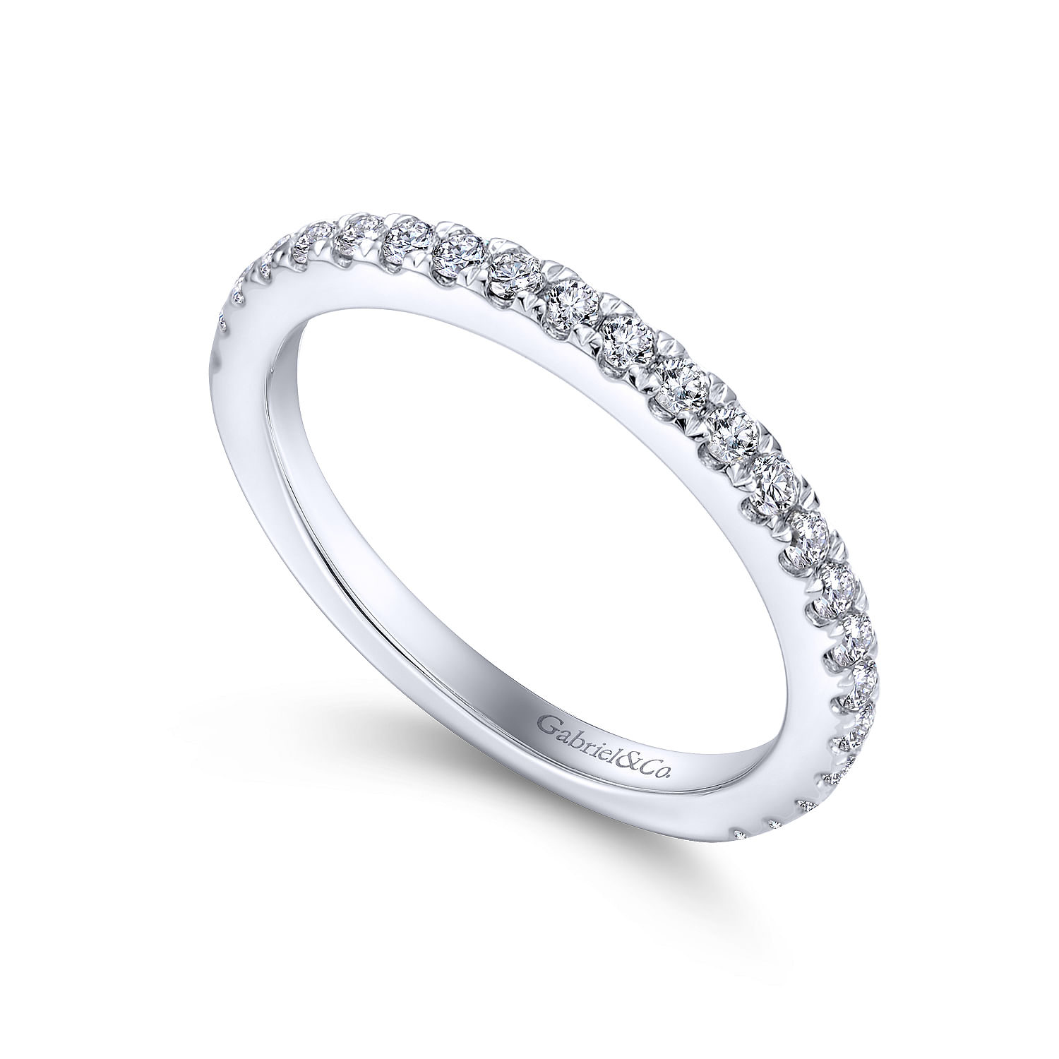 14k White Gold Diamond Straight Wedding Band angle 3 14k White Gold Diamond Straight Wedding Band angle 3