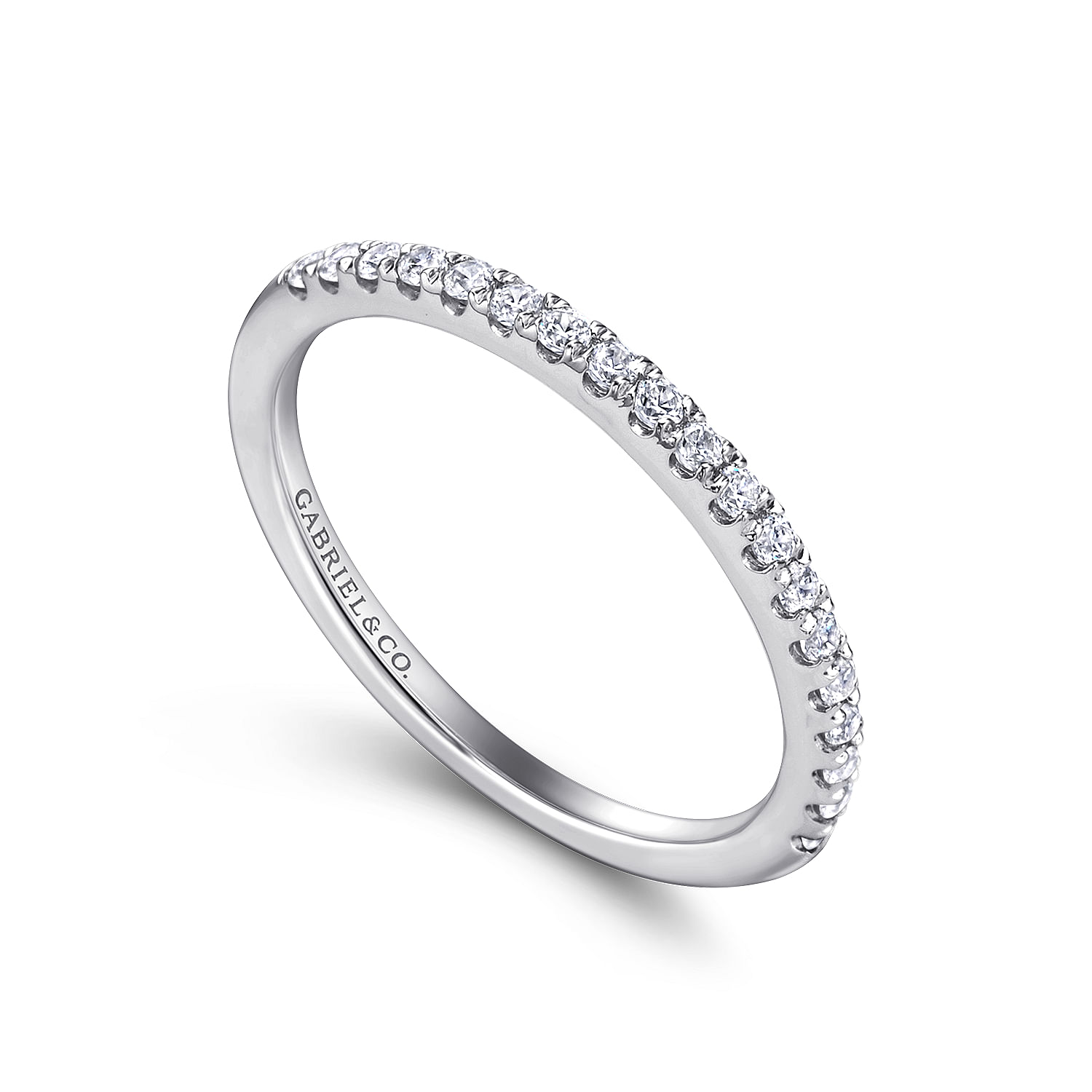 14k White Gold Diamond Straight Wedding Band angle 3 14k White Gold Diamond Straight Wedding Band angle 3