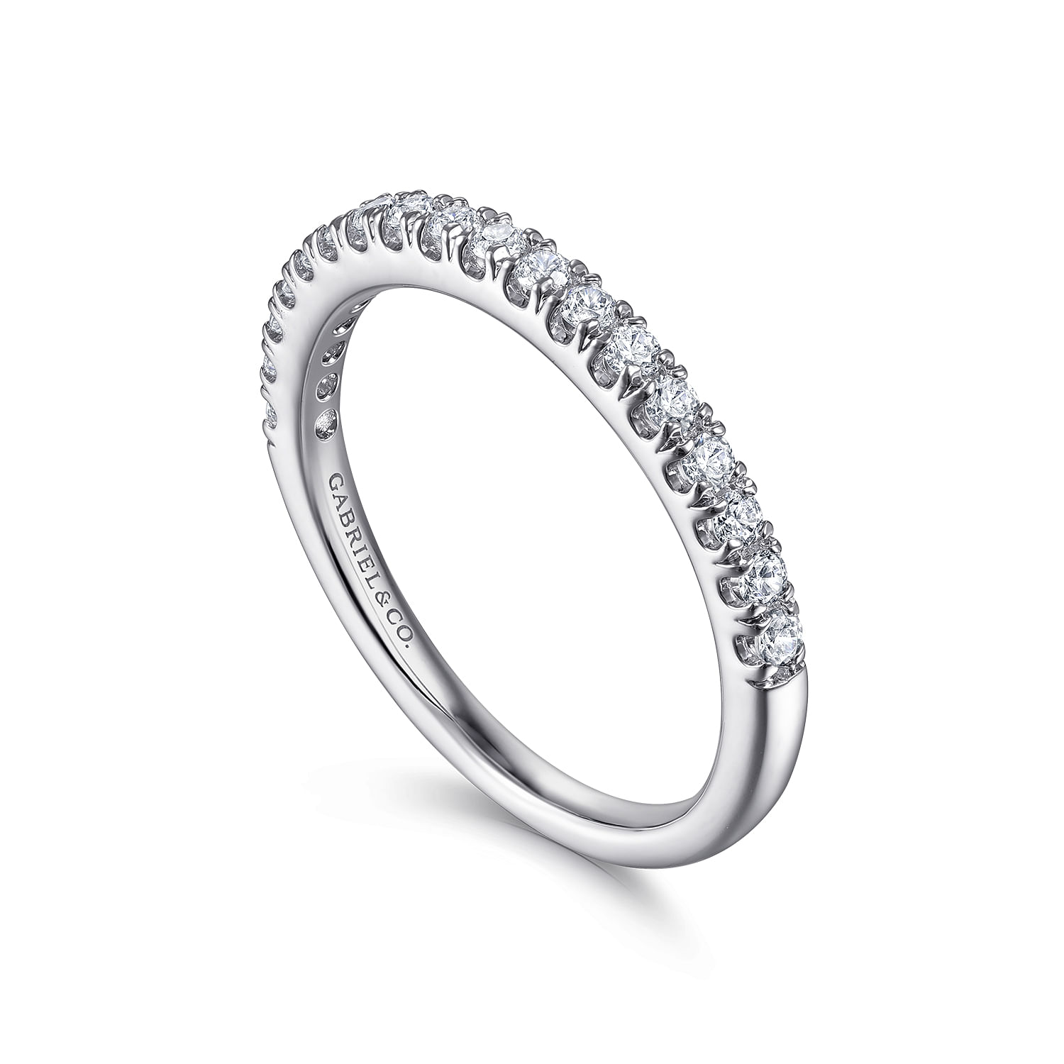 14k White Gold Diamond Straight Wedding Band angle 3 14k White Gold Diamond Straight Wedding Band angle 3