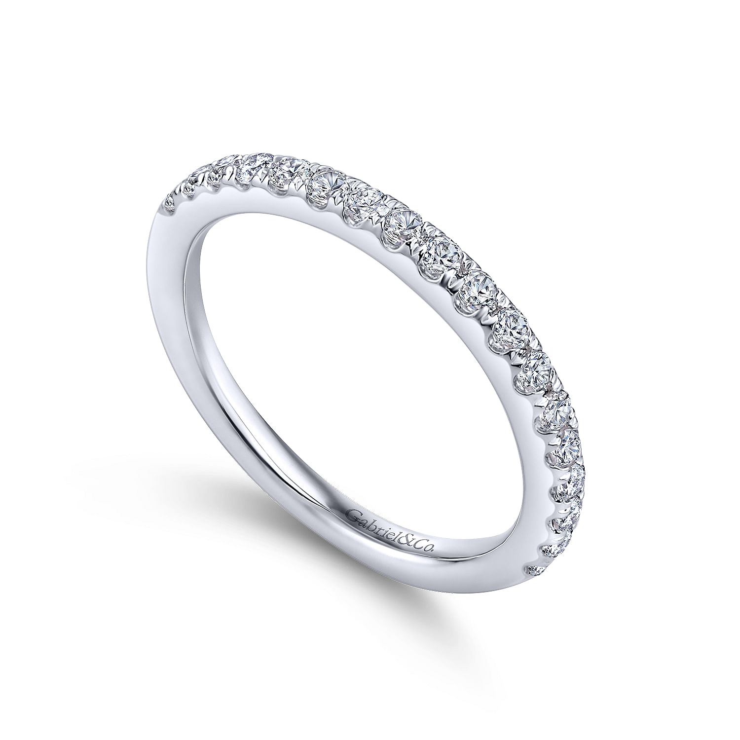 14k White Gold Diamond Straight Wedding Band angle 3 14k White Gold Diamond Straight Wedding Band angle 3