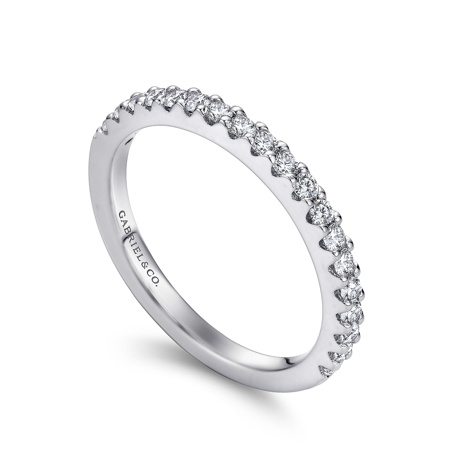 14k White Gold Diamond Straight Wedding Band angle 3 14k White Gold Diamond Straight Wedding Band angle 3