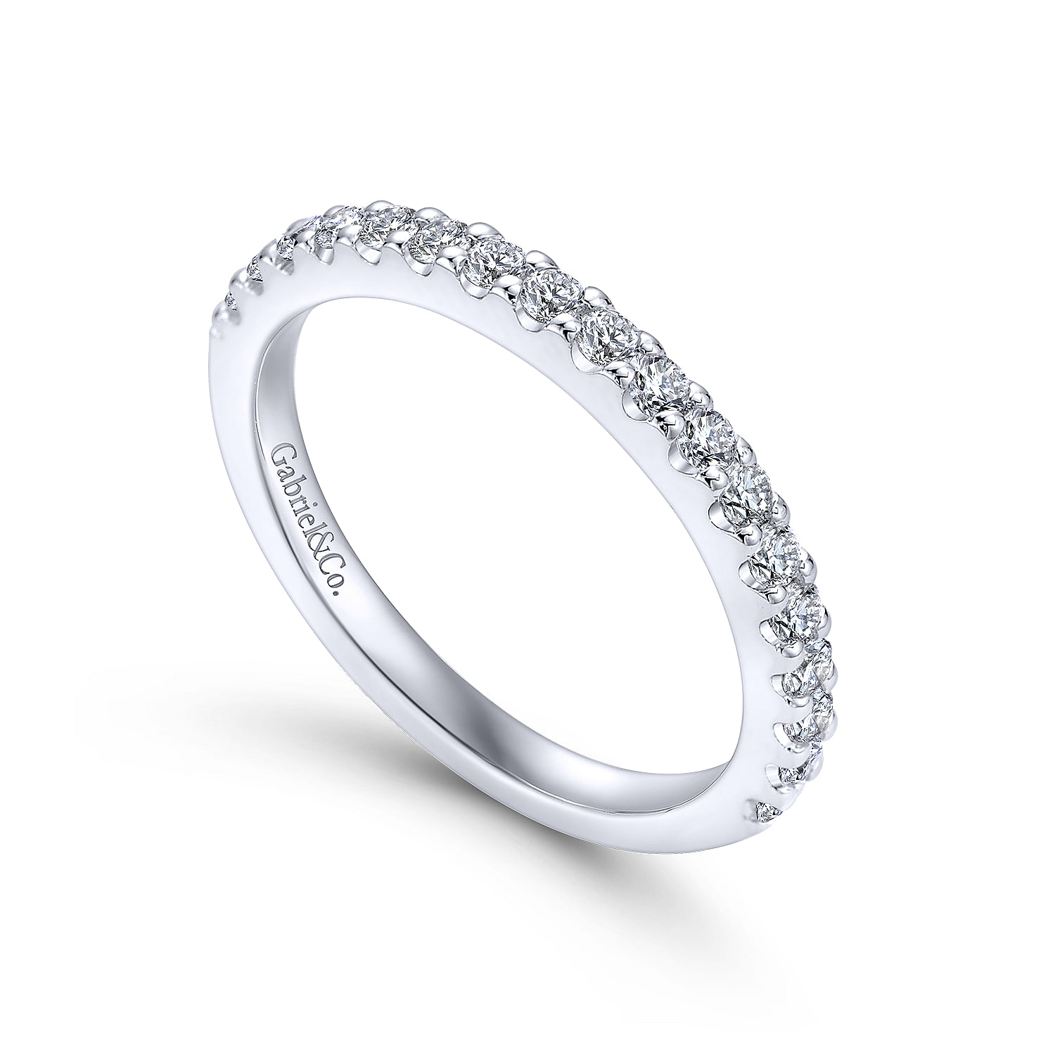 14k White Gold Diamond Straight Wedding Band angle 3 14k White Gold Diamond Straight Wedding Band angle 3