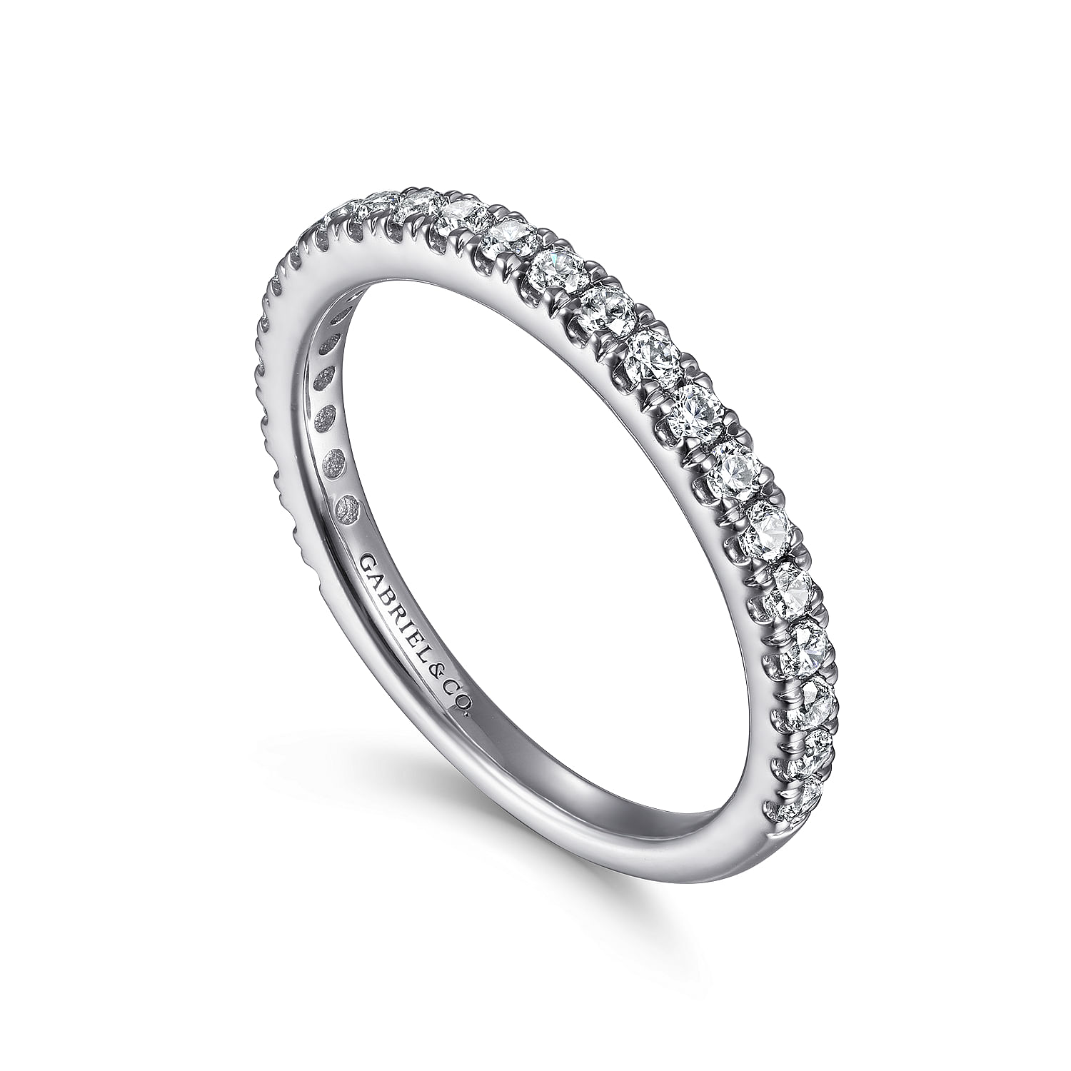14k White Gold Diamond Straight Wedding Band angle 3 14k White Gold Diamond Straight Wedding Band angle 3