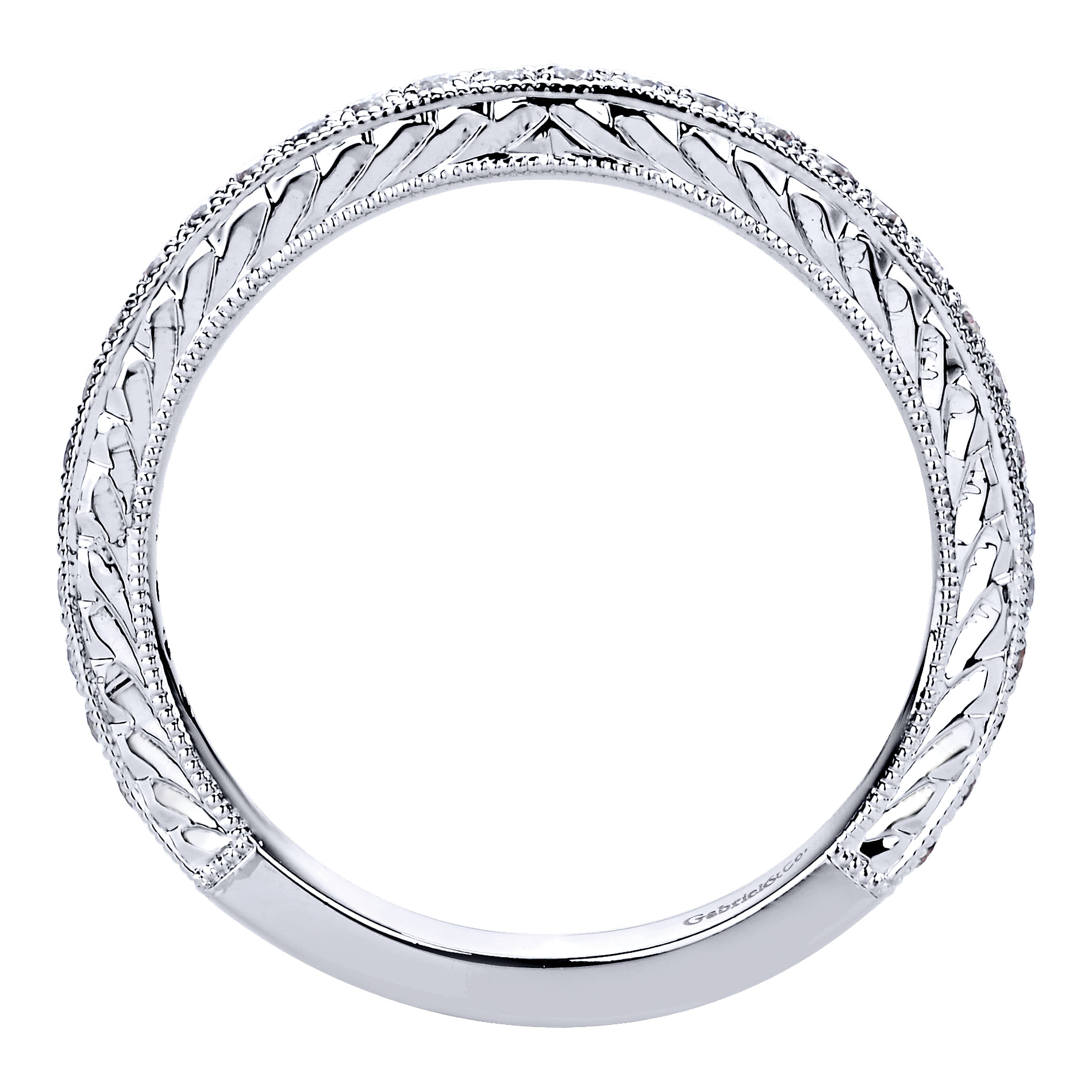 14k White Gold Diamond Straight Wedding Band angle 2 14k White Gold Diamond Straight Wedding Band angle 2