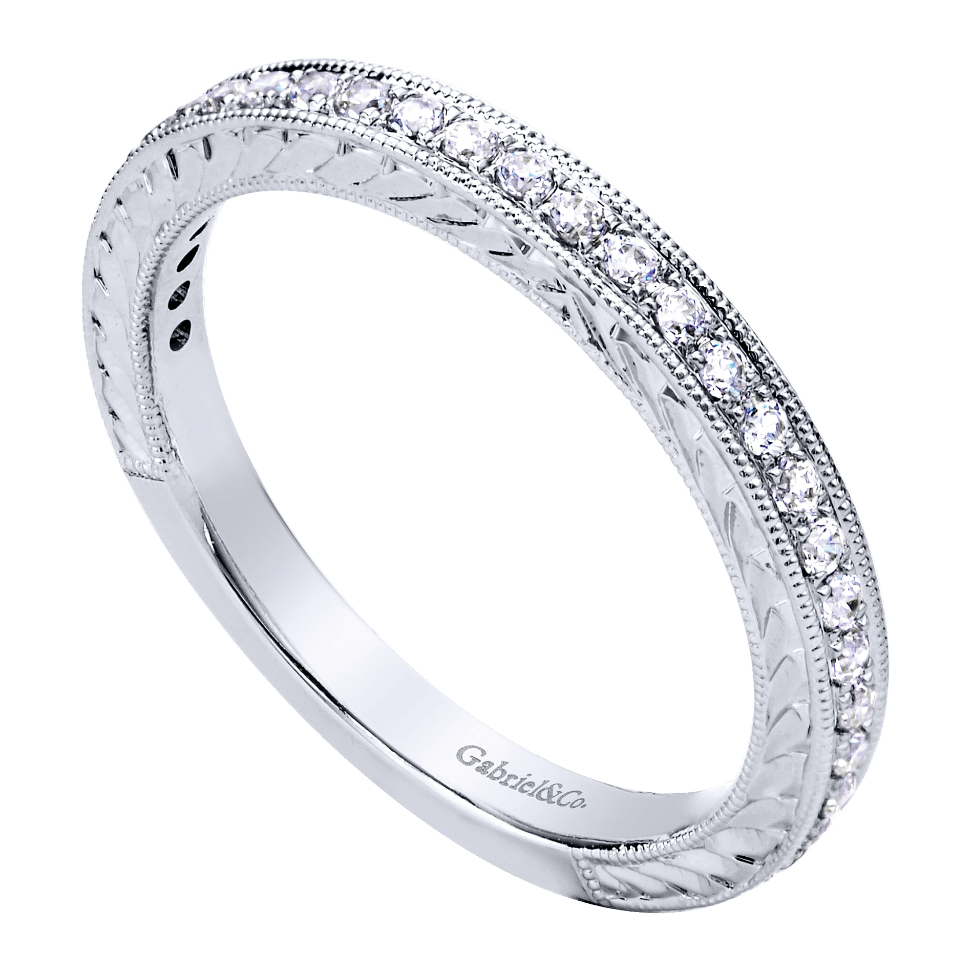 14k White Gold Diamond Straight Wedding Band angle 3 14k White Gold Diamond Straight Wedding Band angle 3