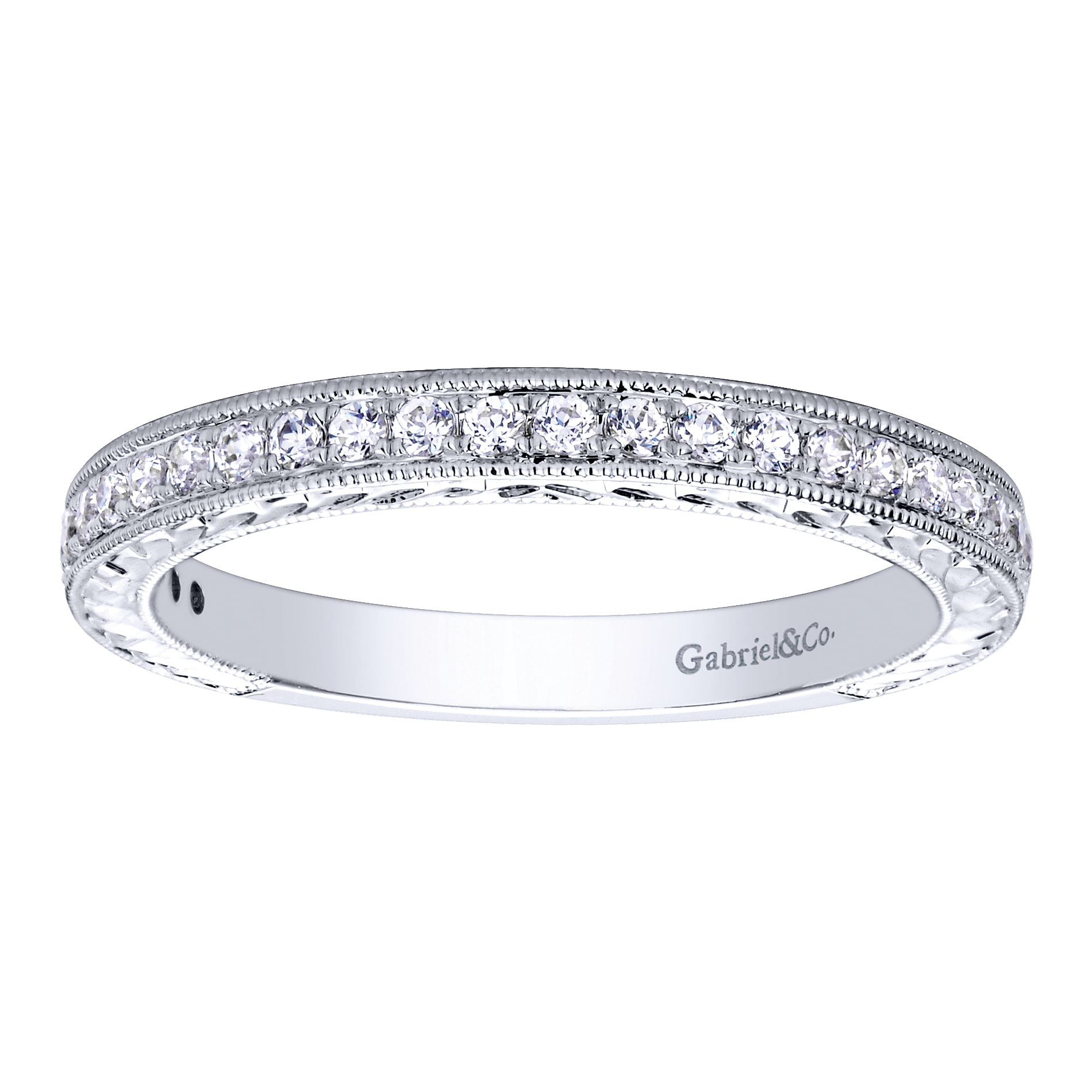 14k White Gold Diamond Straight Wedding Band angle 5 14k White Gold Diamond Straight Wedding Band angle 5