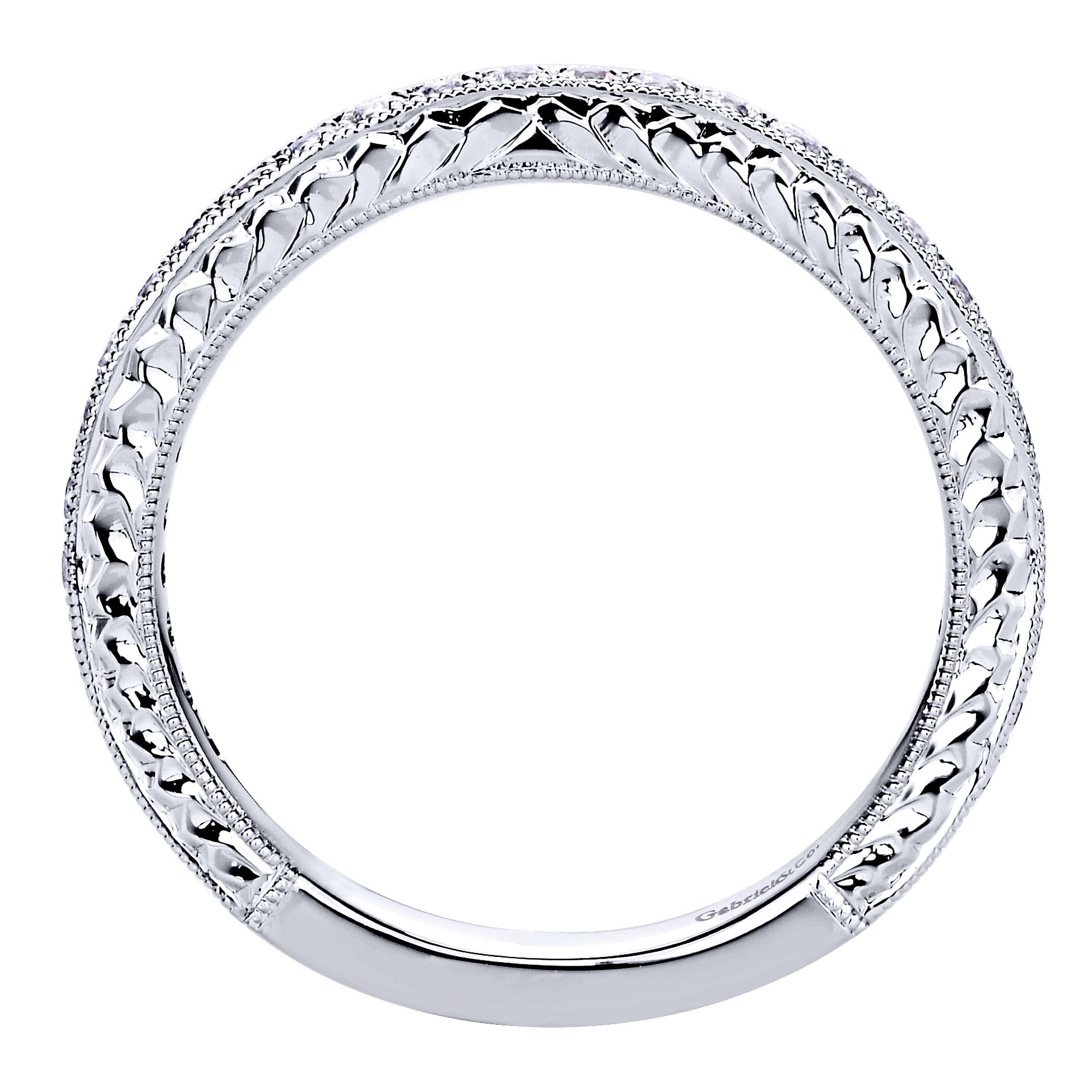 14k White Gold Diamond Straight Wedding Band angle 2 14k White Gold Diamond Straight Wedding Band angle 2