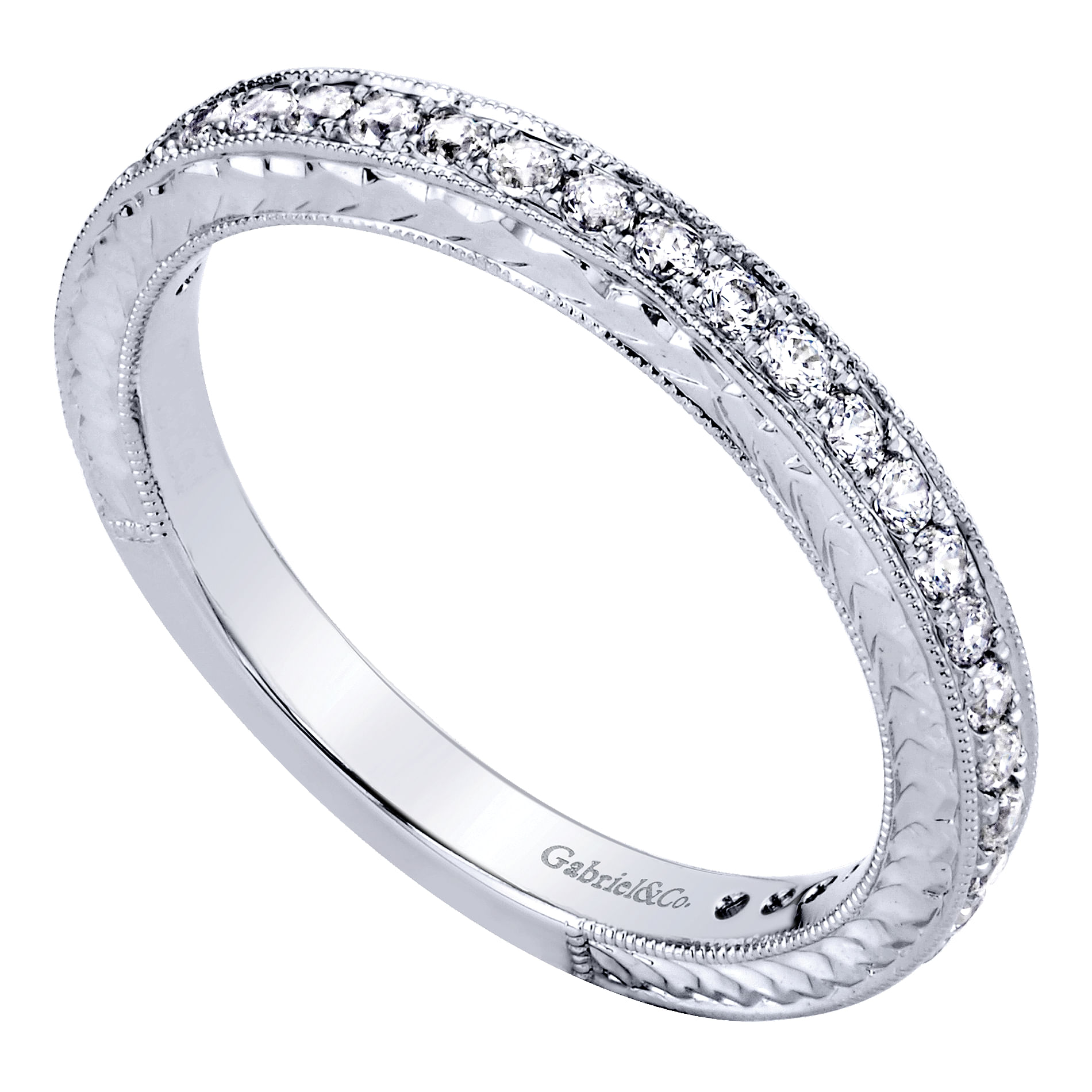 14k White Gold Diamond Straight Wedding Band angle 3 14k White Gold Diamond Straight Wedding Band angle 3