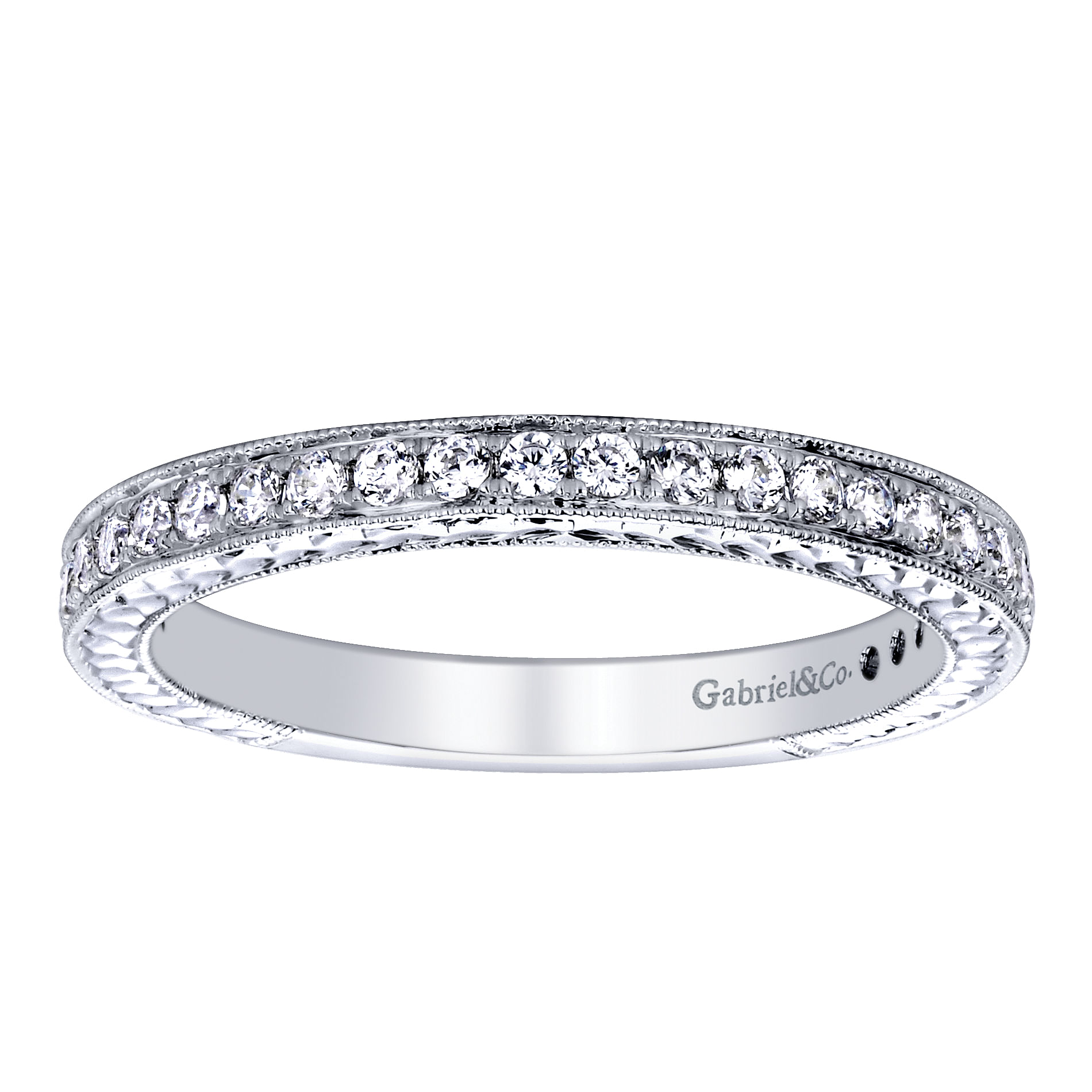 14k White Gold Diamond Straight Wedding Band angle 5 14k White Gold Diamond Straight Wedding Band angle 5