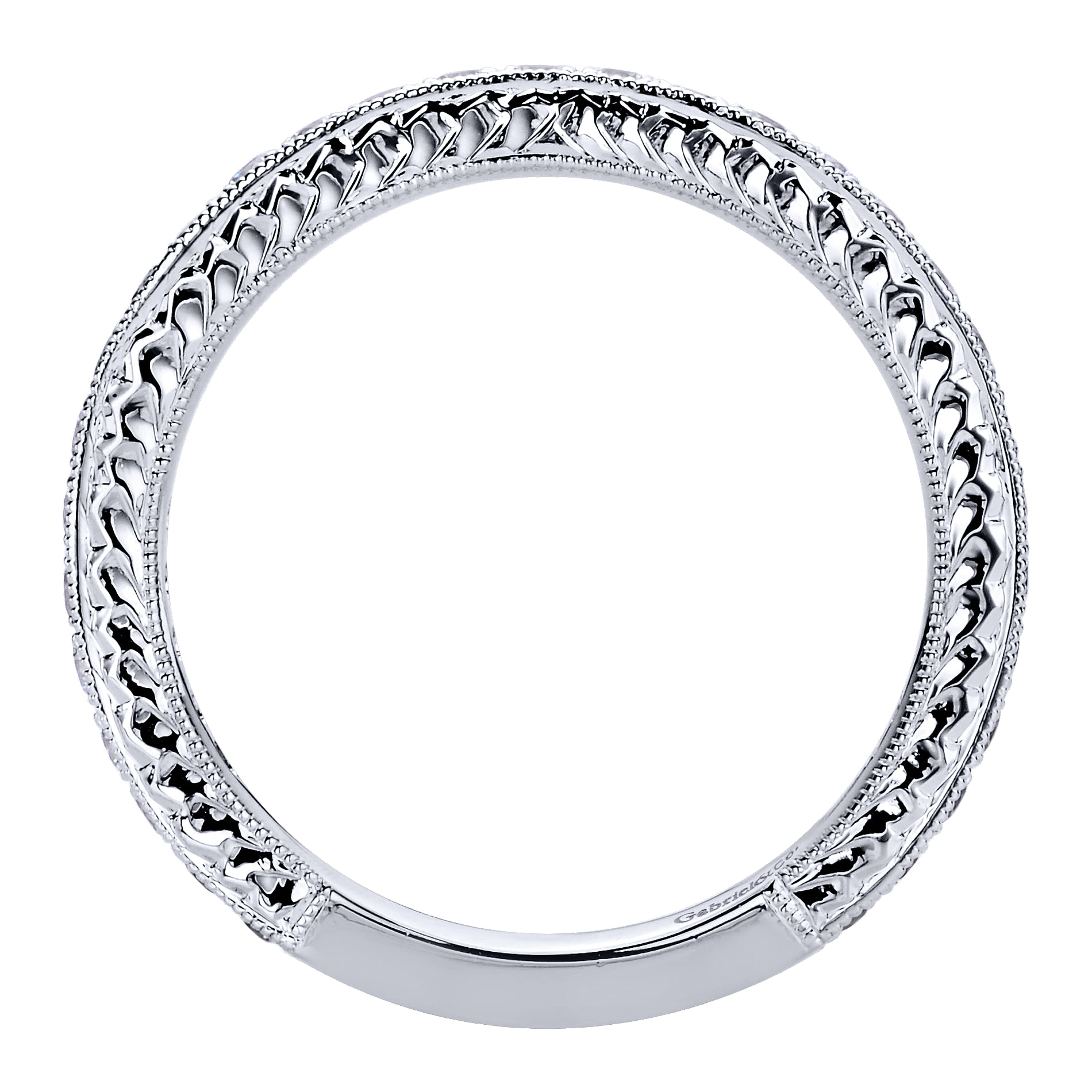 14k White Gold Diamond Straight Wedding Band angle 2 14k White Gold Diamond Straight Wedding Band angle 2