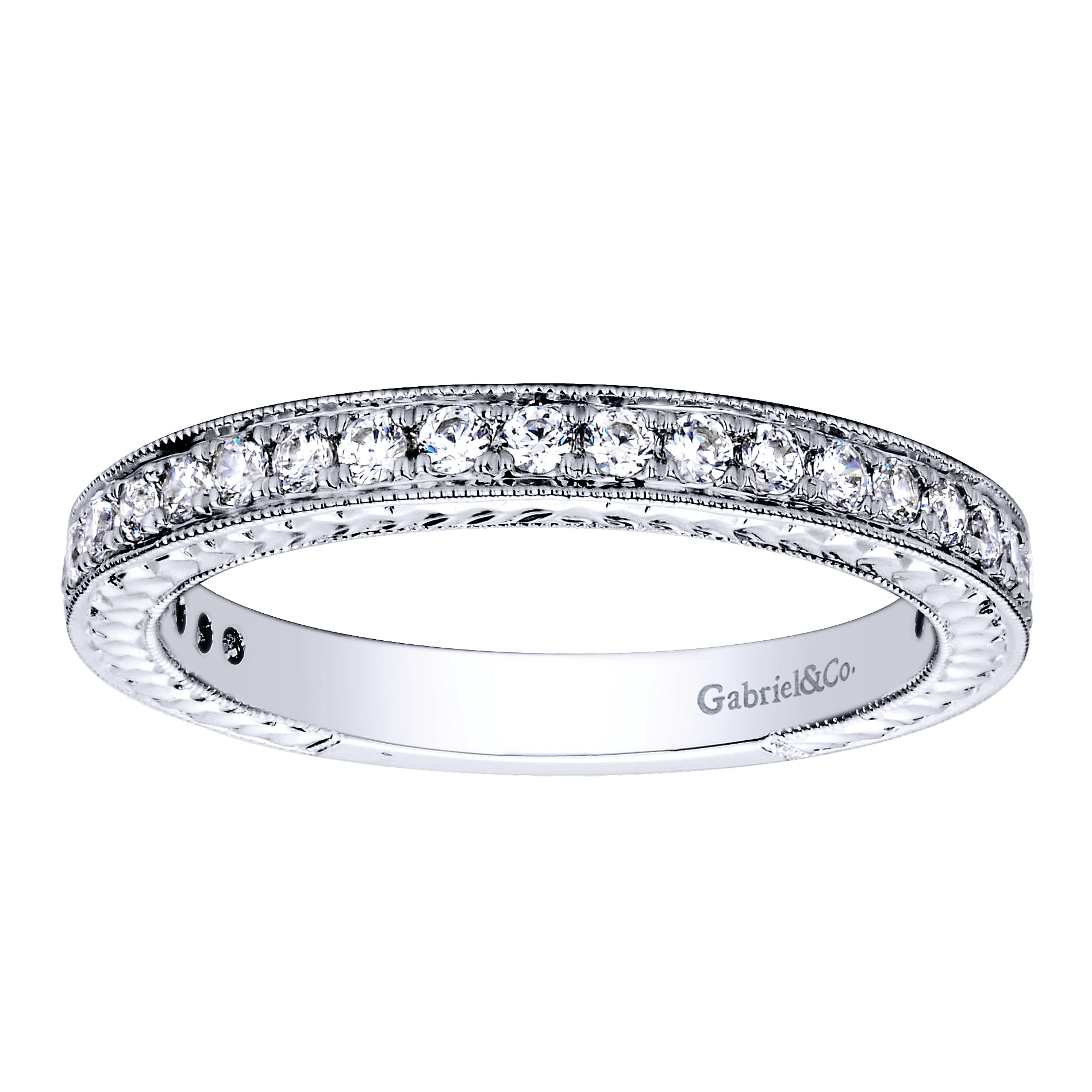 14k White Gold Diamond Straight Wedding Band angle 5 14k White Gold Diamond Straight Wedding Band angle 5