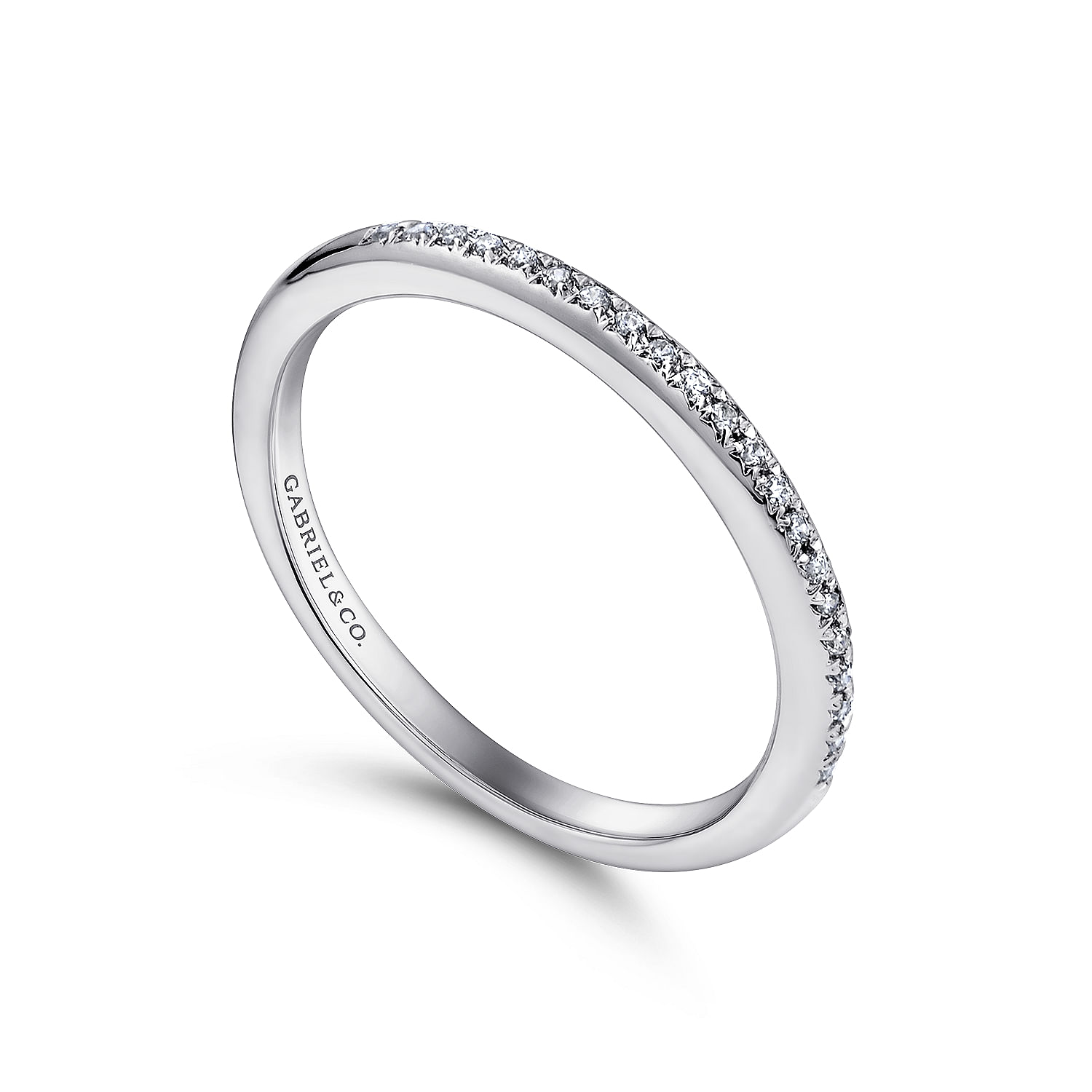 14k White Gold Diamond Straight Wedding Band angle 3 14k White Gold Diamond Straight Wedding Band angle 3