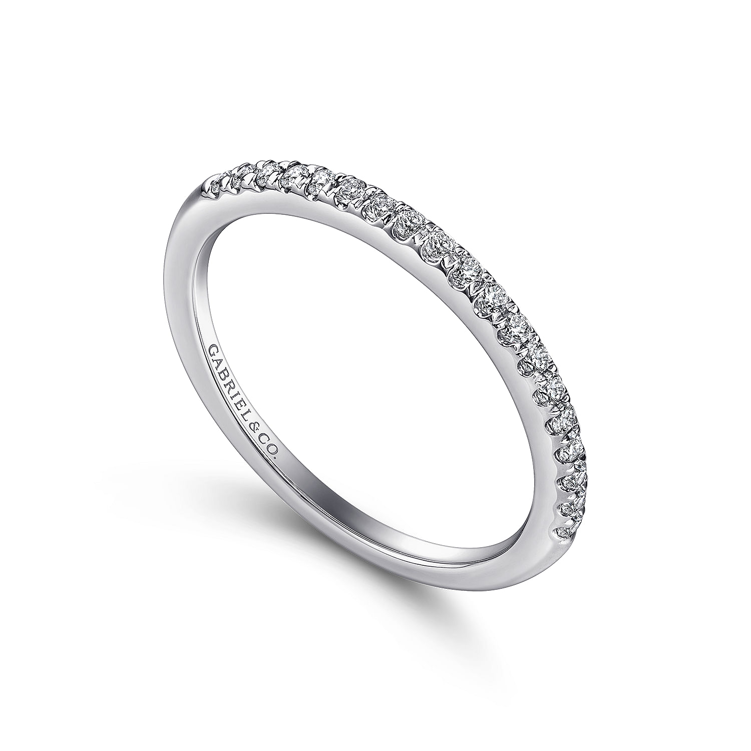 14k White Gold Diamond Straight Wedding Band angle 3 14k White Gold Diamond Straight Wedding Band angle 3