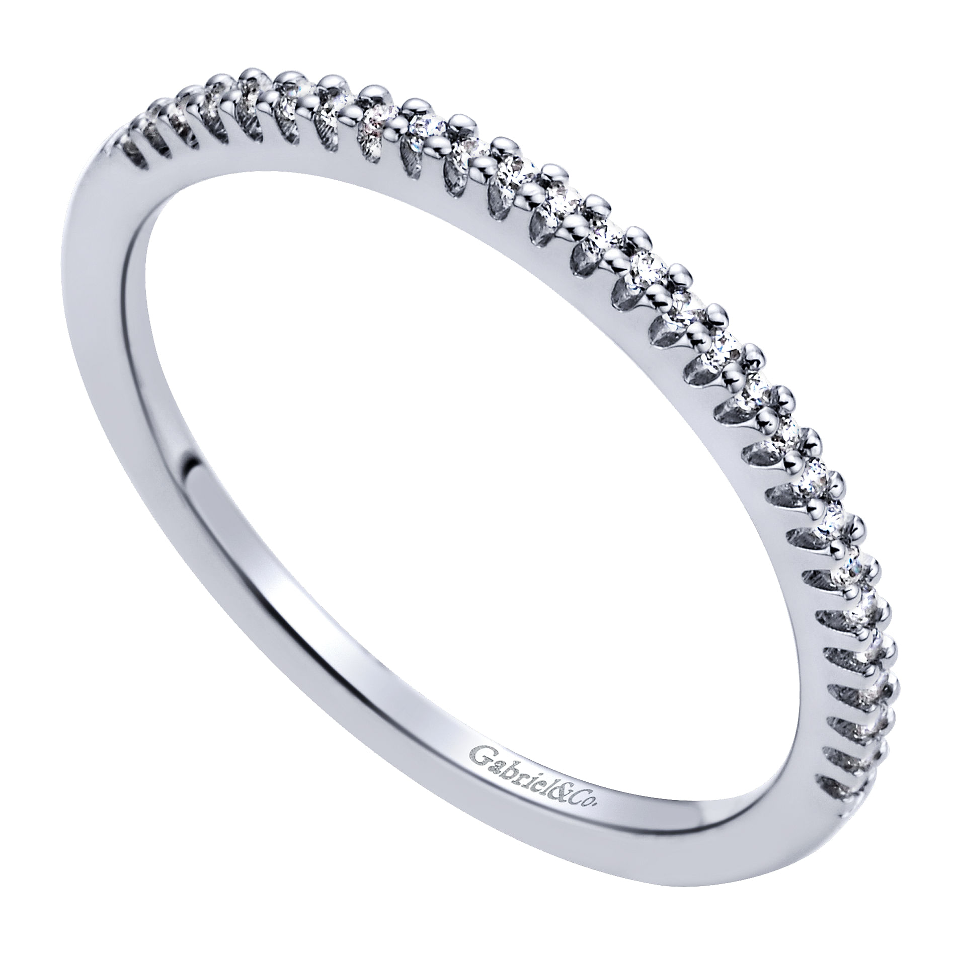 14k White Gold Diamond Straight Wedding Band angle 3 14k White Gold Diamond Straight Wedding Band angle 3