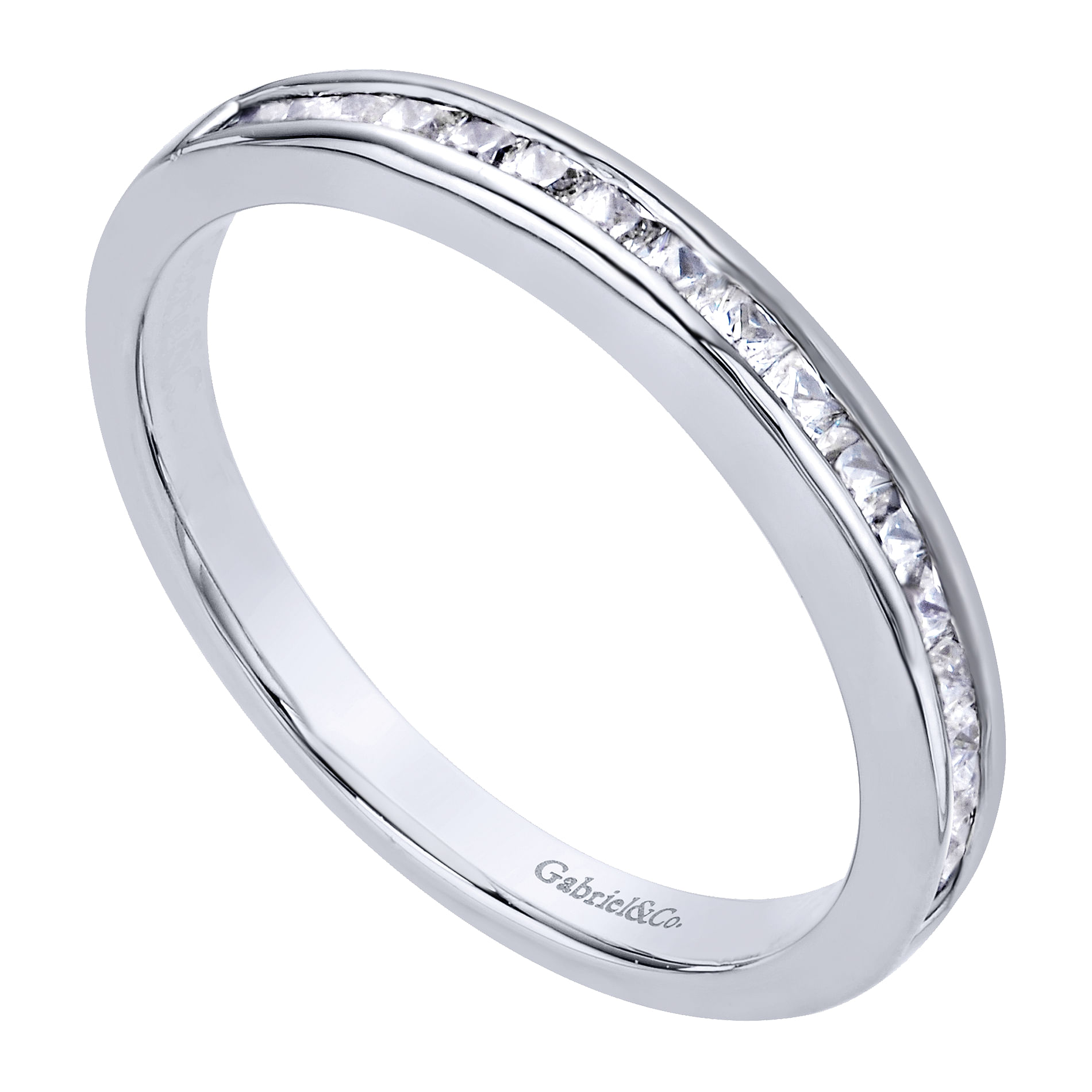 14k White Gold Diamond Straight Wedding Band angle 3 14k White Gold Diamond Straight Wedding Band angle 3