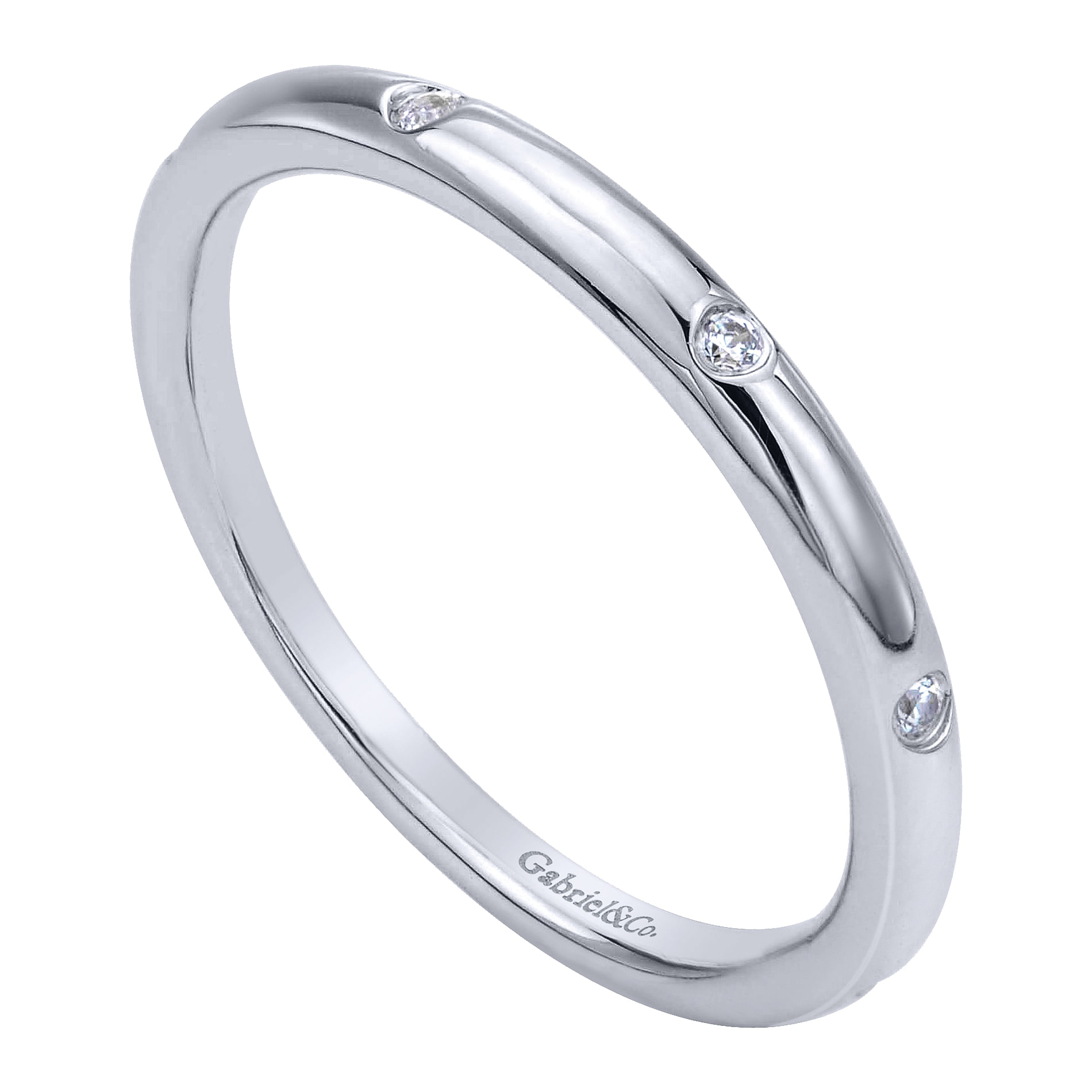 14k White Gold Diamond Straight Wedding Band angle 3 14k White Gold Diamond Straight Wedding Band angle 3