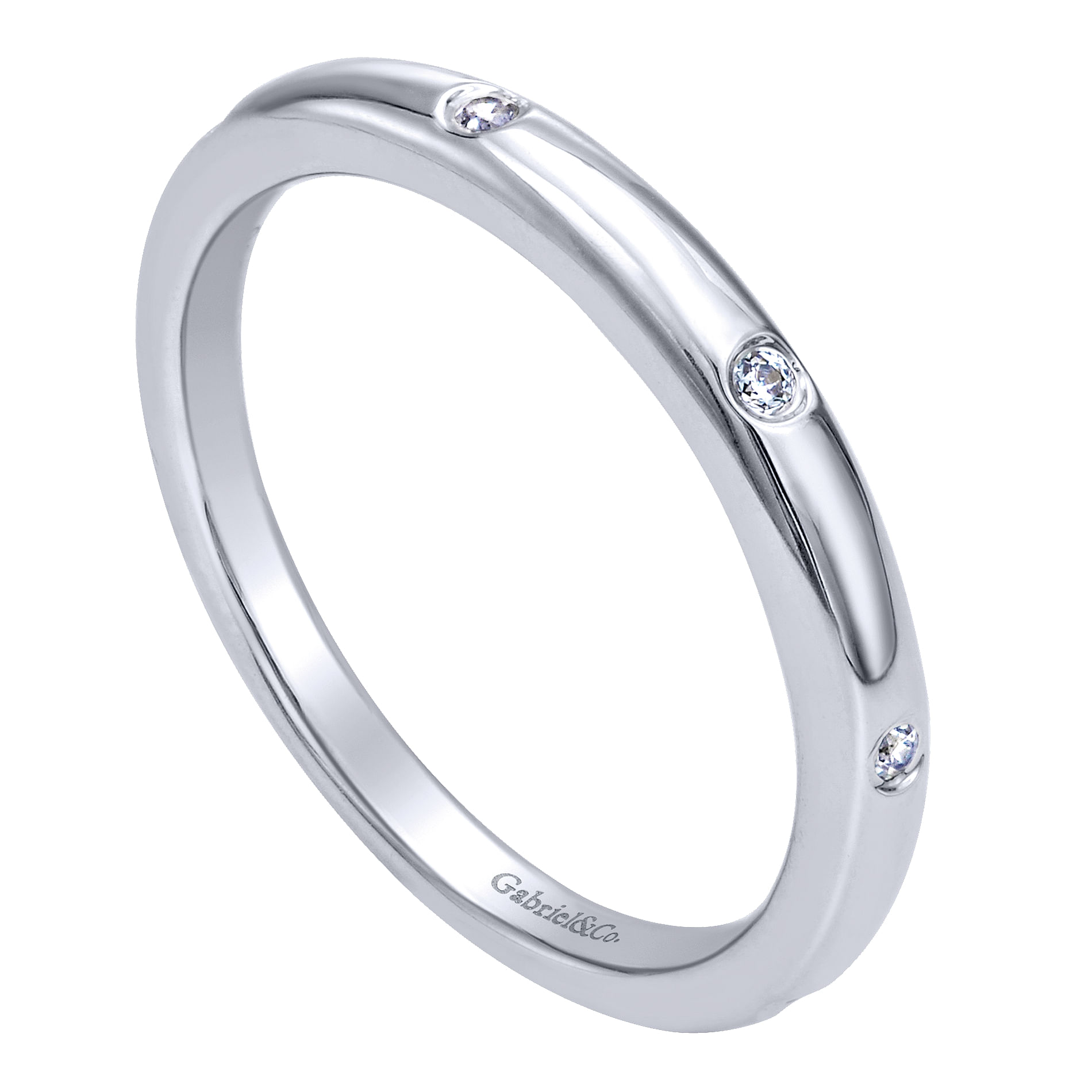 14k White Gold Diamond Straight Wedding Band angle 3 14k White Gold Diamond Straight Wedding Band angle 3