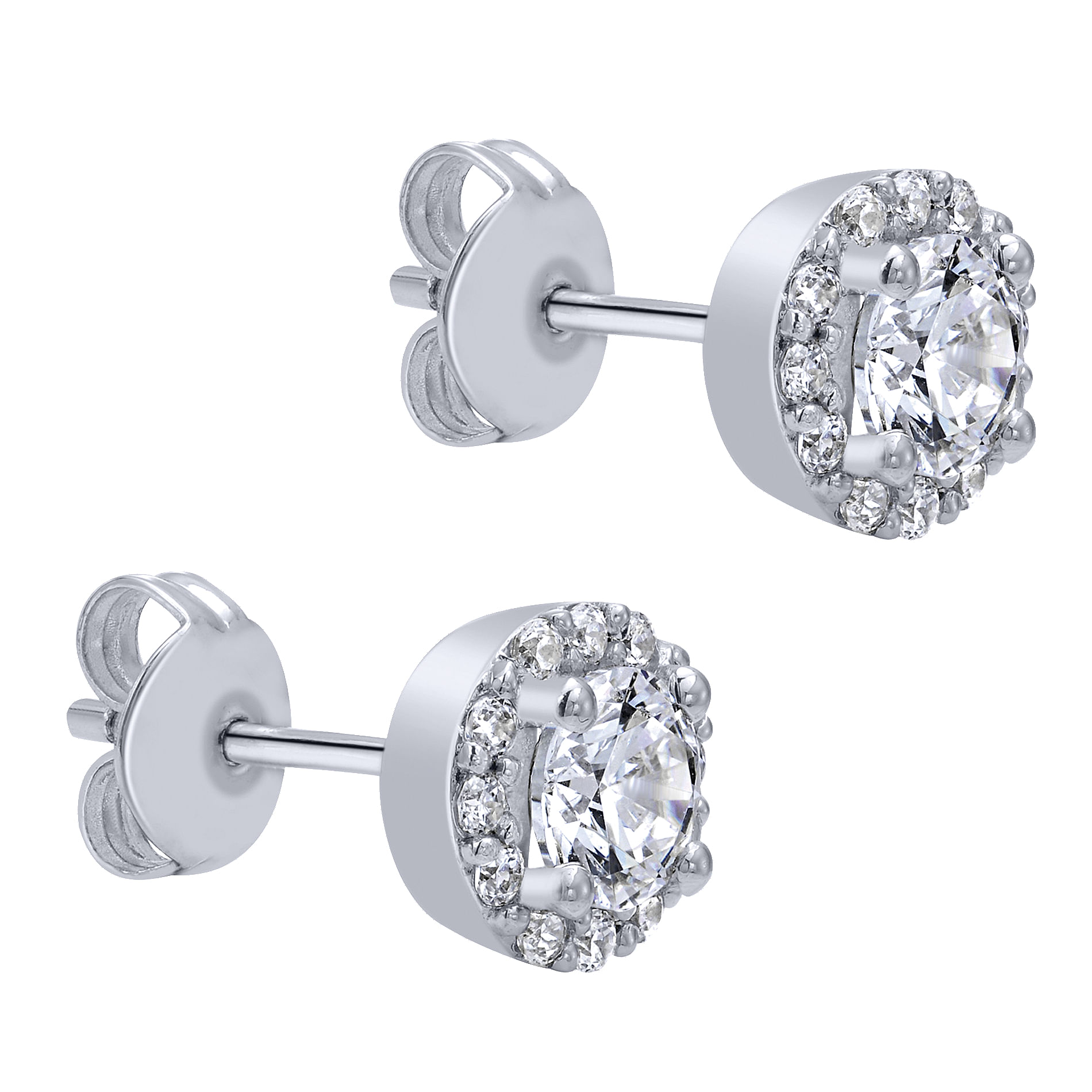 14k White Gold Diamond Stud Earrings angle 2 14k White Gold Diamond Stud Earrings angle 2