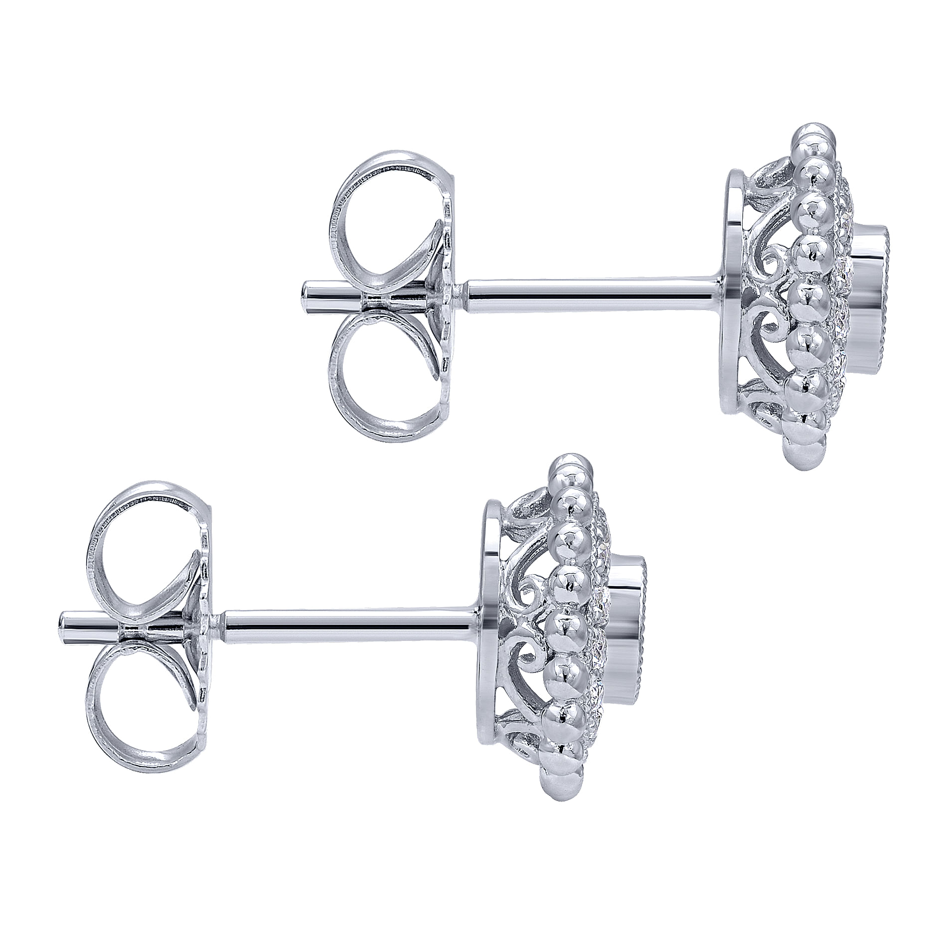14k White Gold Diamond Stud Earrings angle 3 14k White Gold Diamond Stud Earrings angle 3