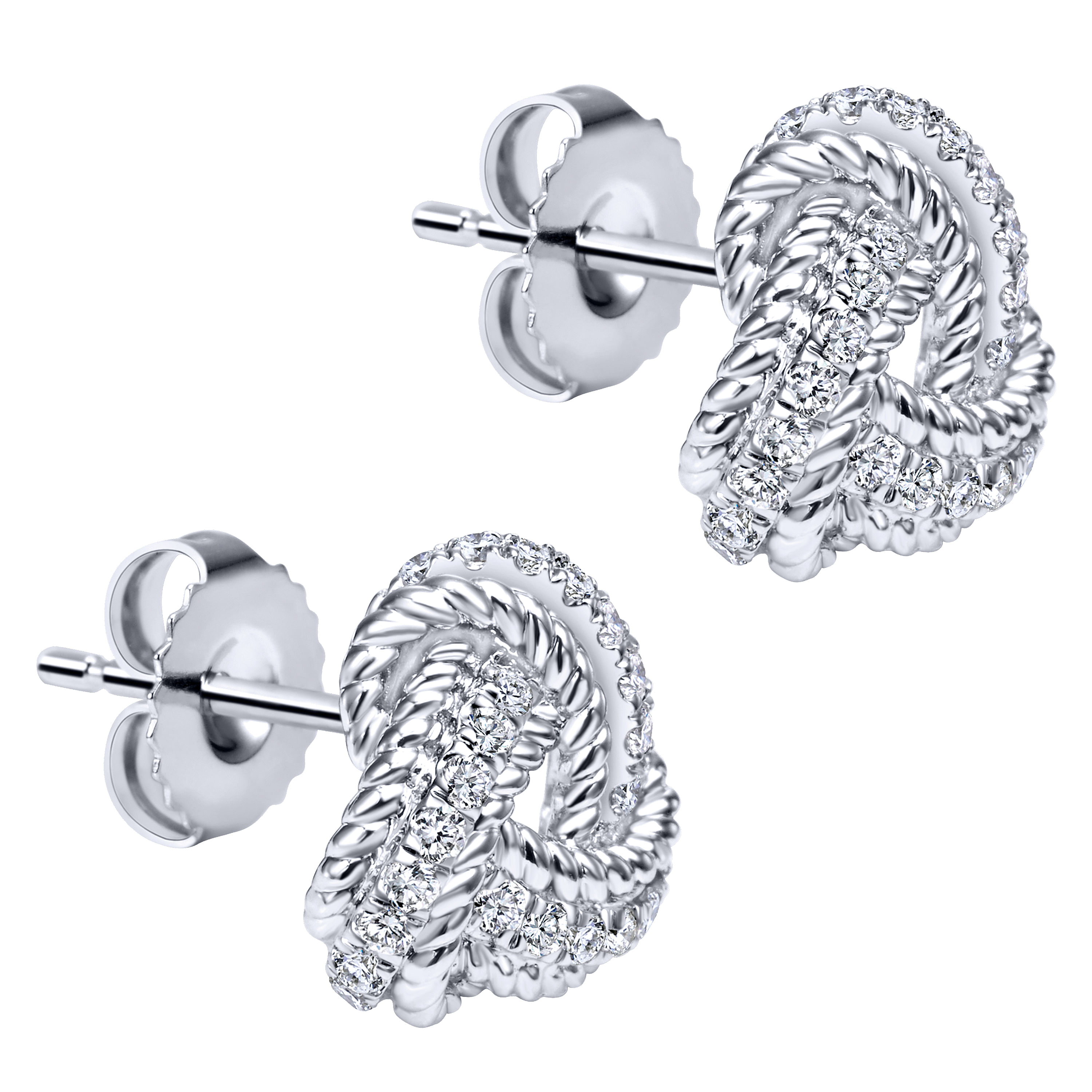 14k White Gold Diamond Stud Earrings angle 2 14k White Gold Diamond Stud Earrings angle 2