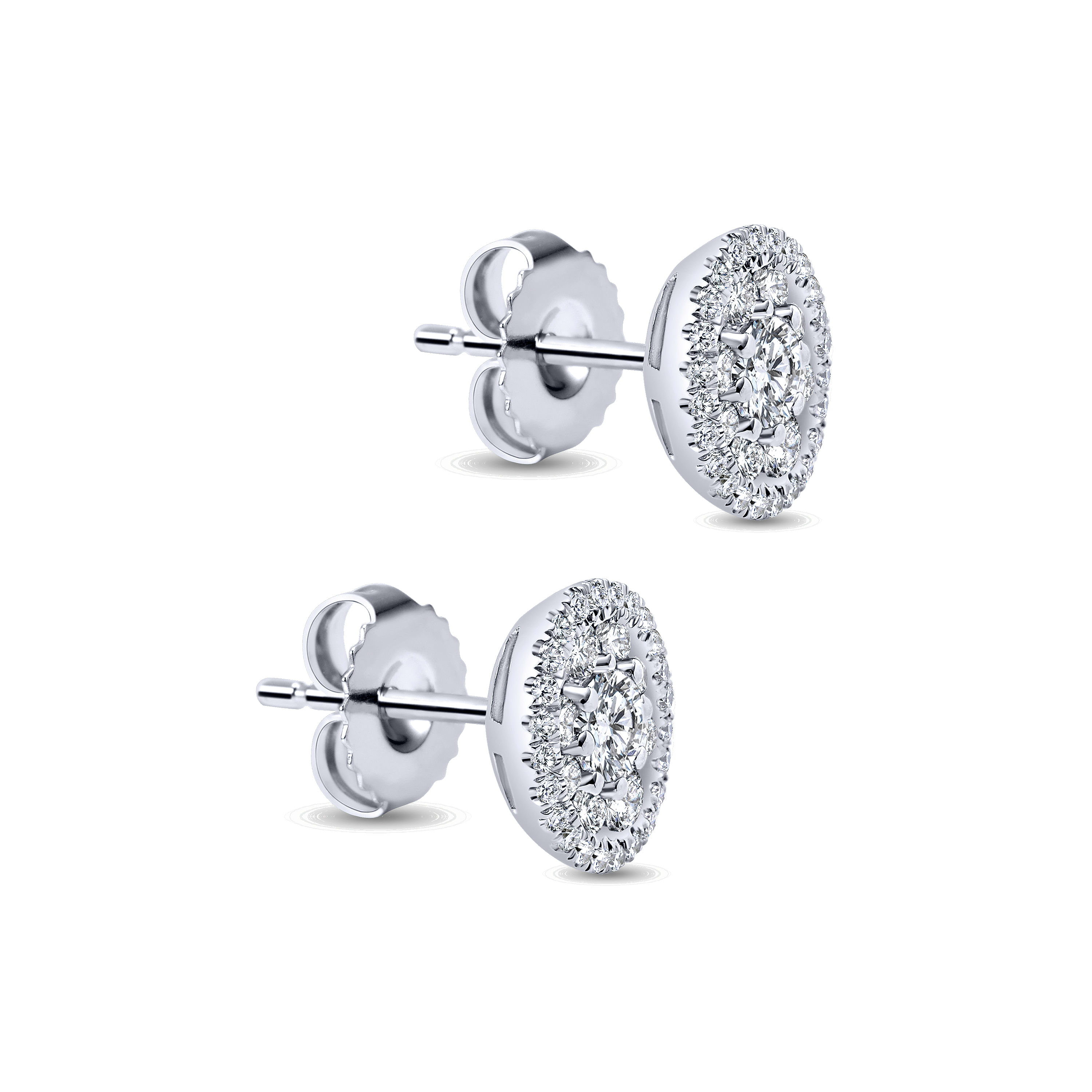 14k White Gold Diamond Stud Earrings angle 2 14k White Gold Diamond Stud Earrings angle 2
