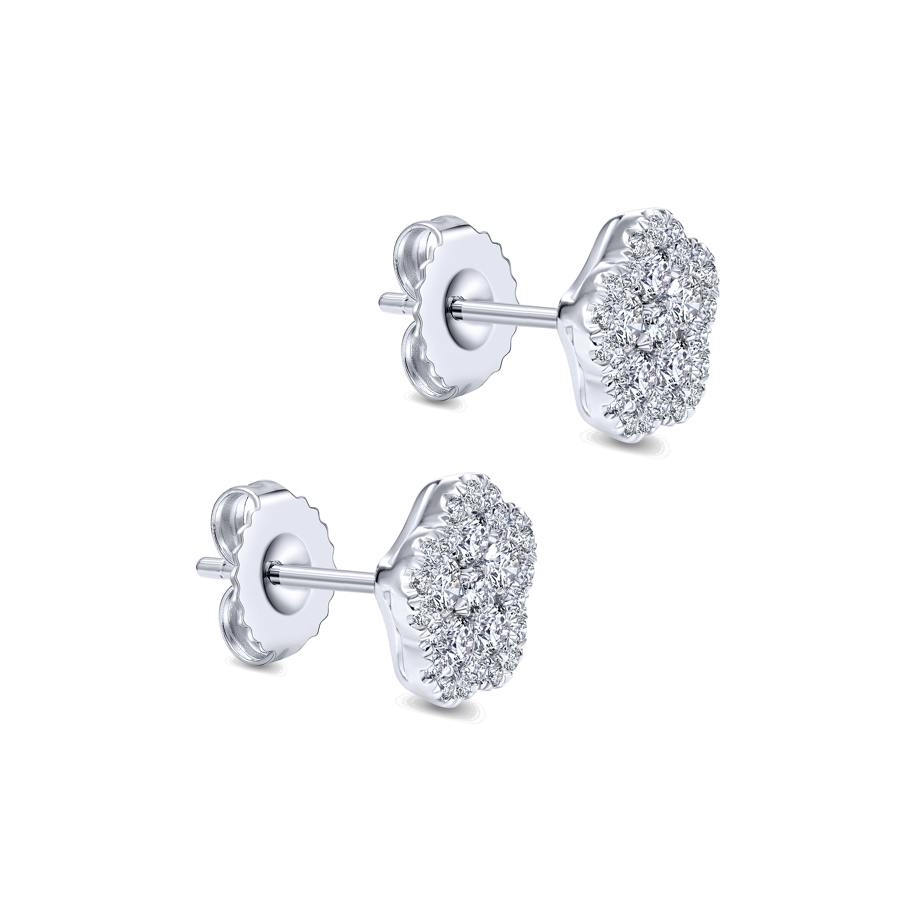 14k White Gold Diamond Stud Earrings angle 2 14k White Gold Diamond Stud Earrings angle 2